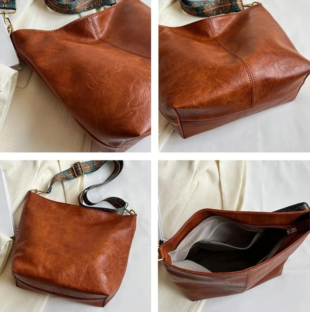 Premium Leather Handbag along with Sling - 12