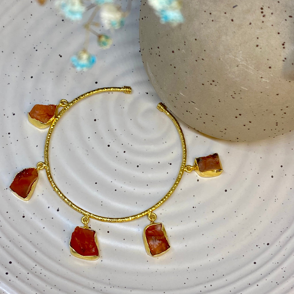 Natural Uncut Stone Charm Bracelet