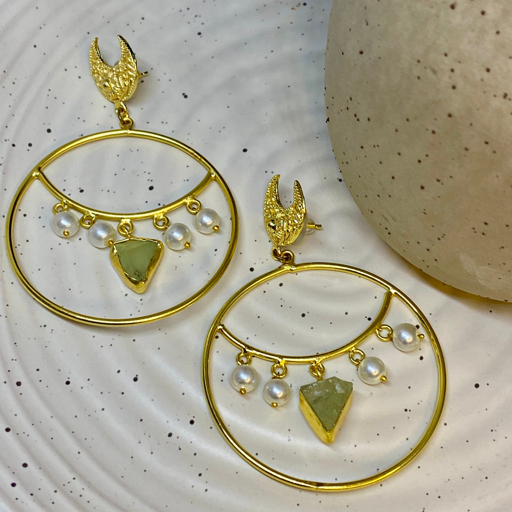 Stone Gold Hoop Earring