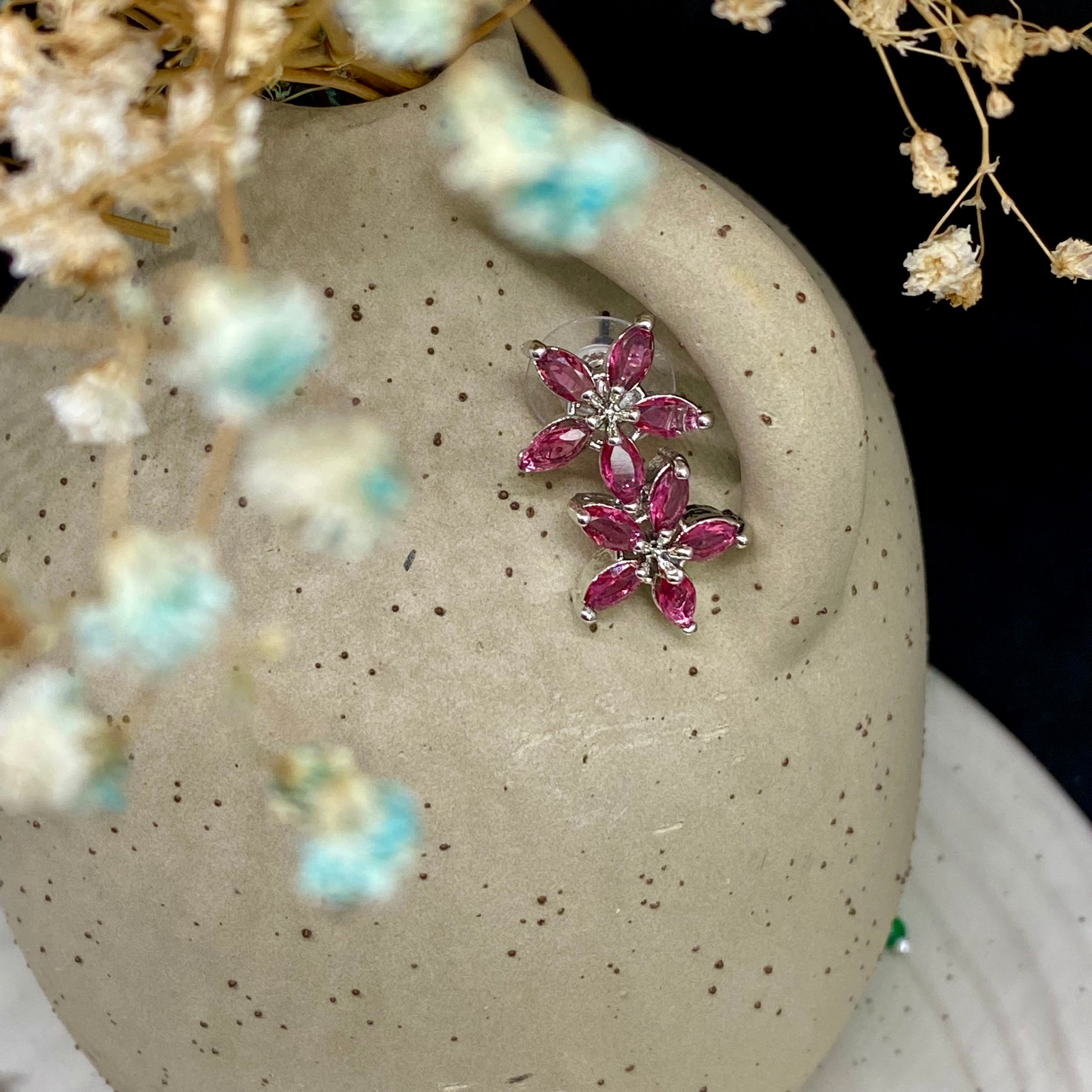 Floral American Diamond Necklace Set