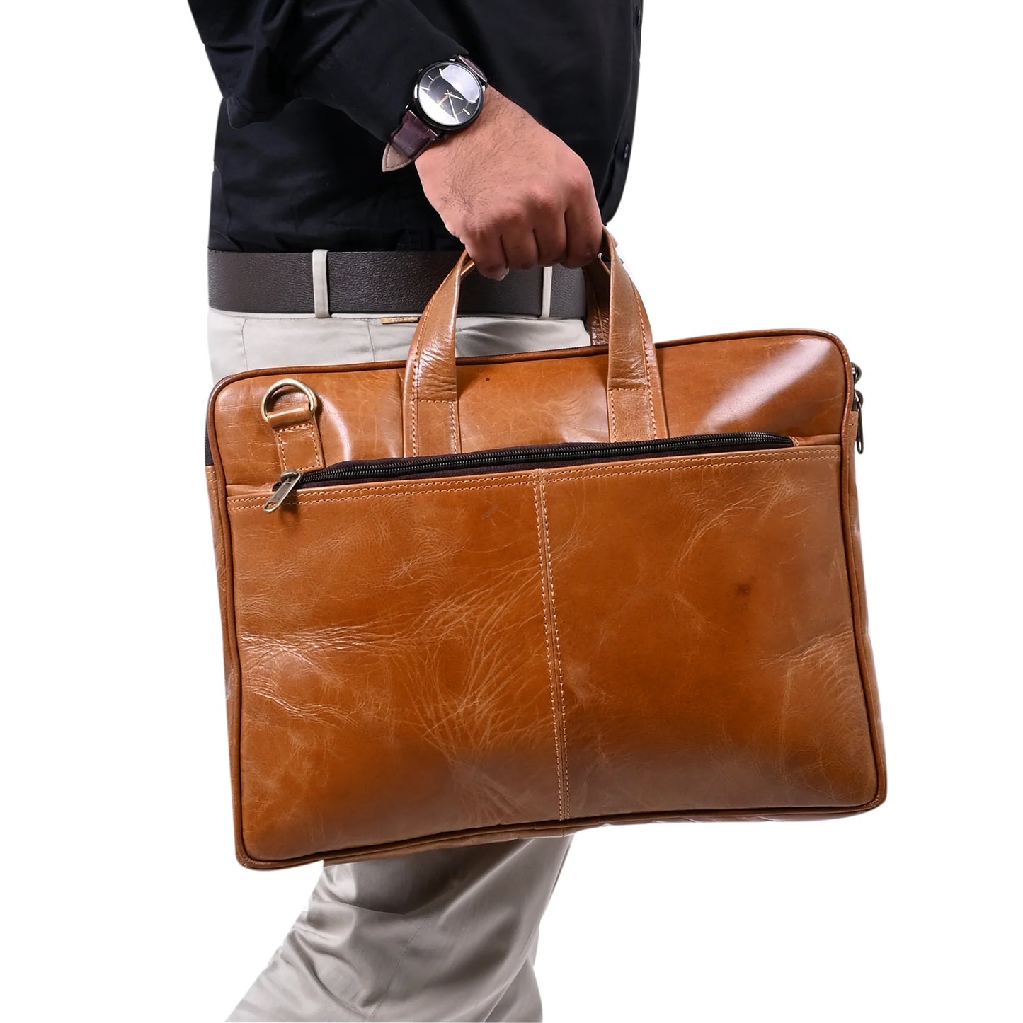 Genuine Polish Leather 15Inch Laptop Sleeve Bag - 04