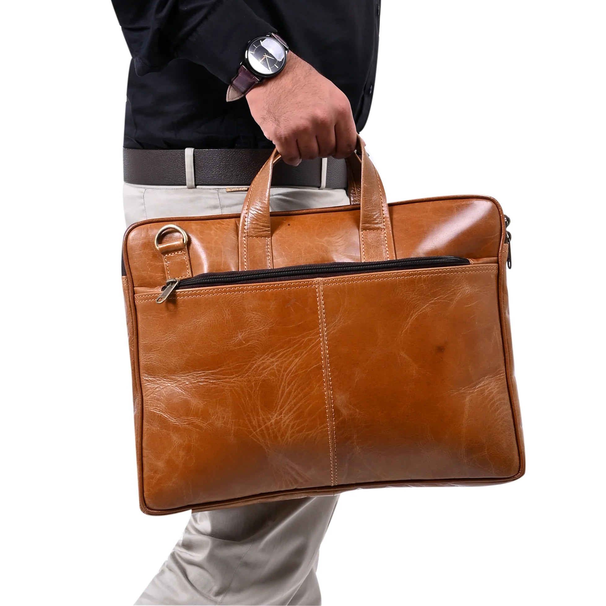 Genuine Polish Leather 15Inch Laptop Sleeve Bag - 04