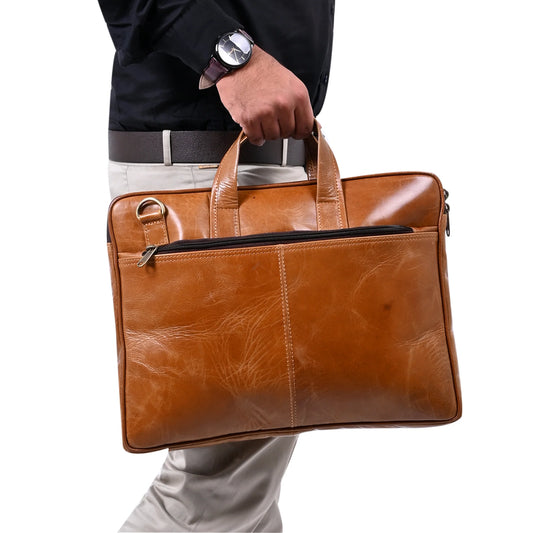 Genuine Polish Leather 15Inch Laptop Sleeve Bag - 04