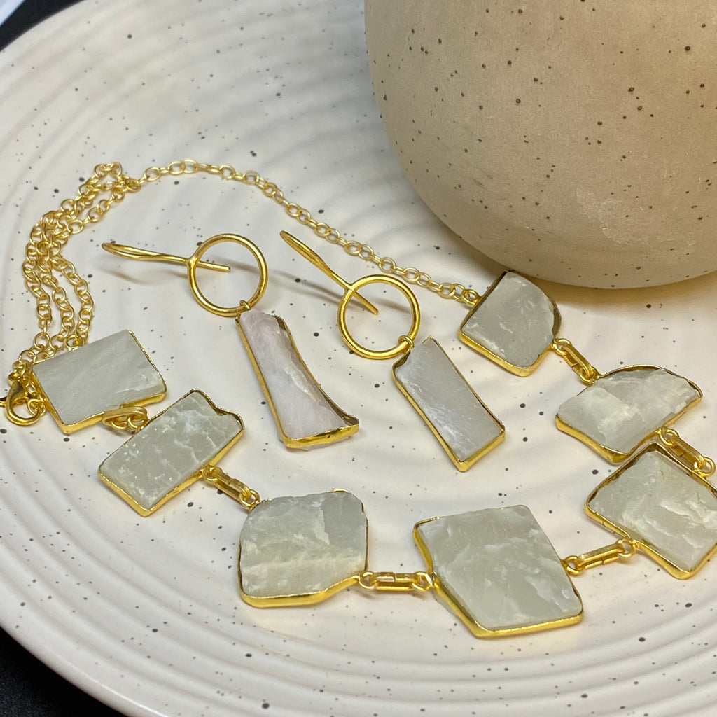 Natural Uncut Stone Necklace Set
