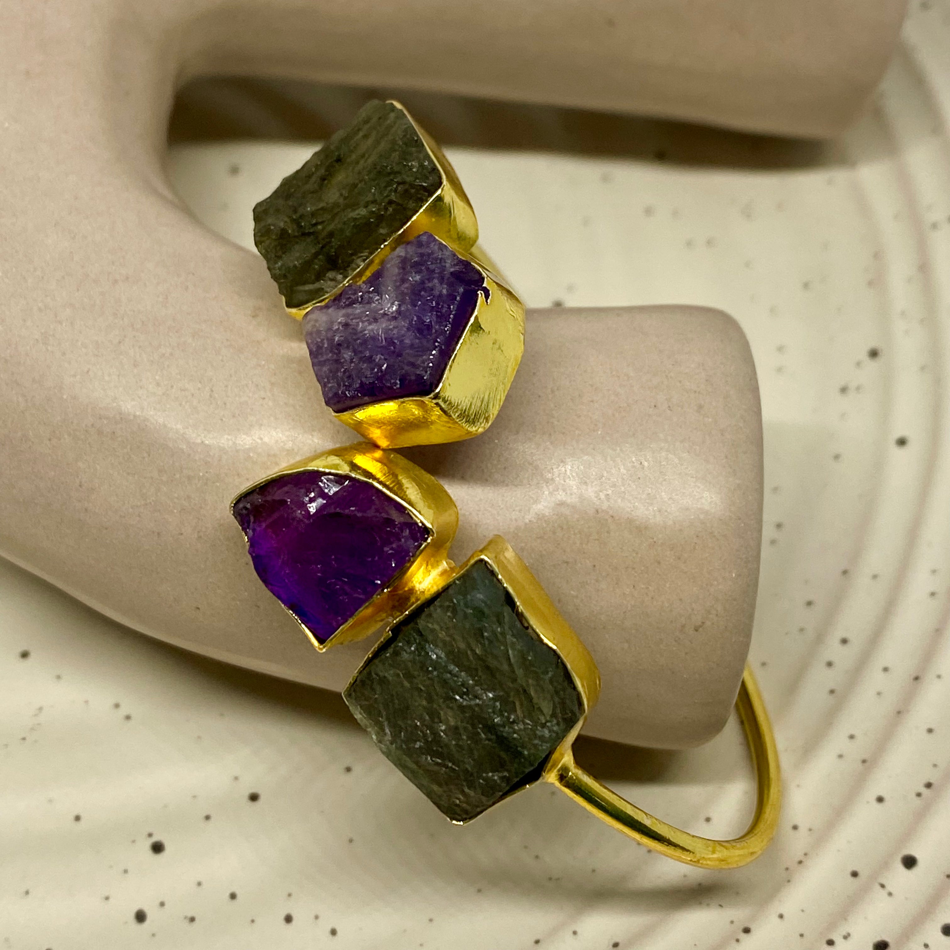 Double Uncut Stone Cuff - F71