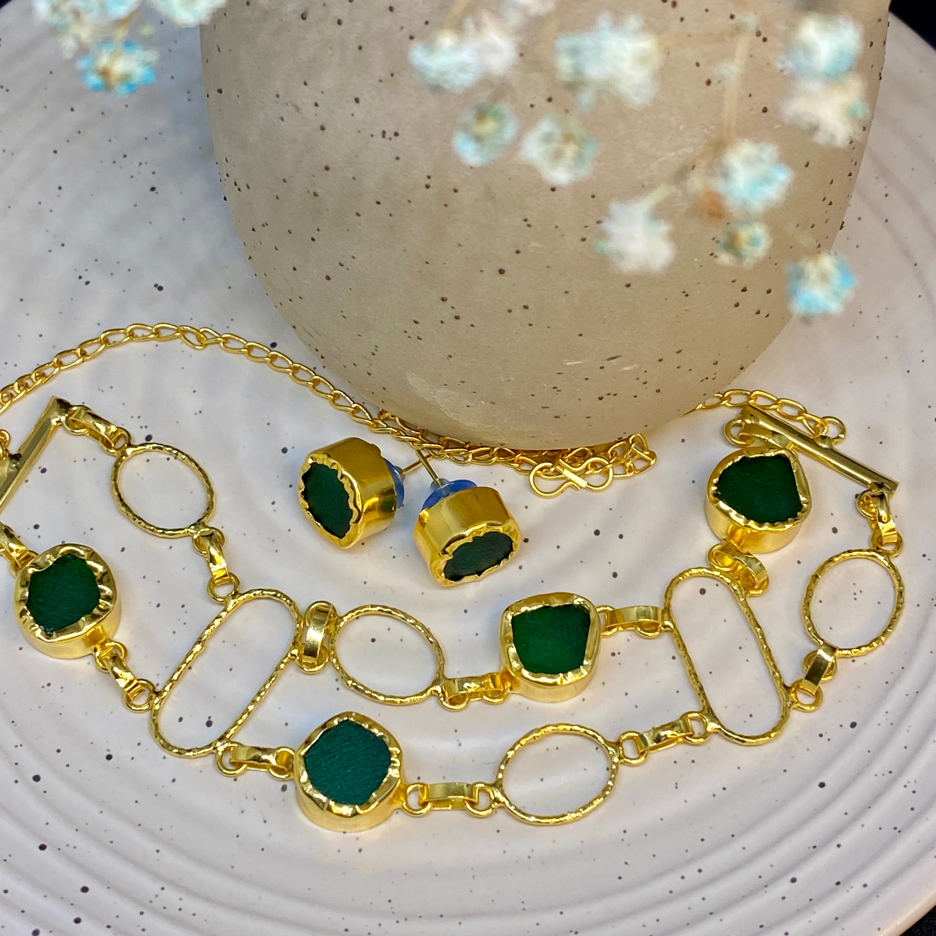 Natural Uncut Stone Choker Set