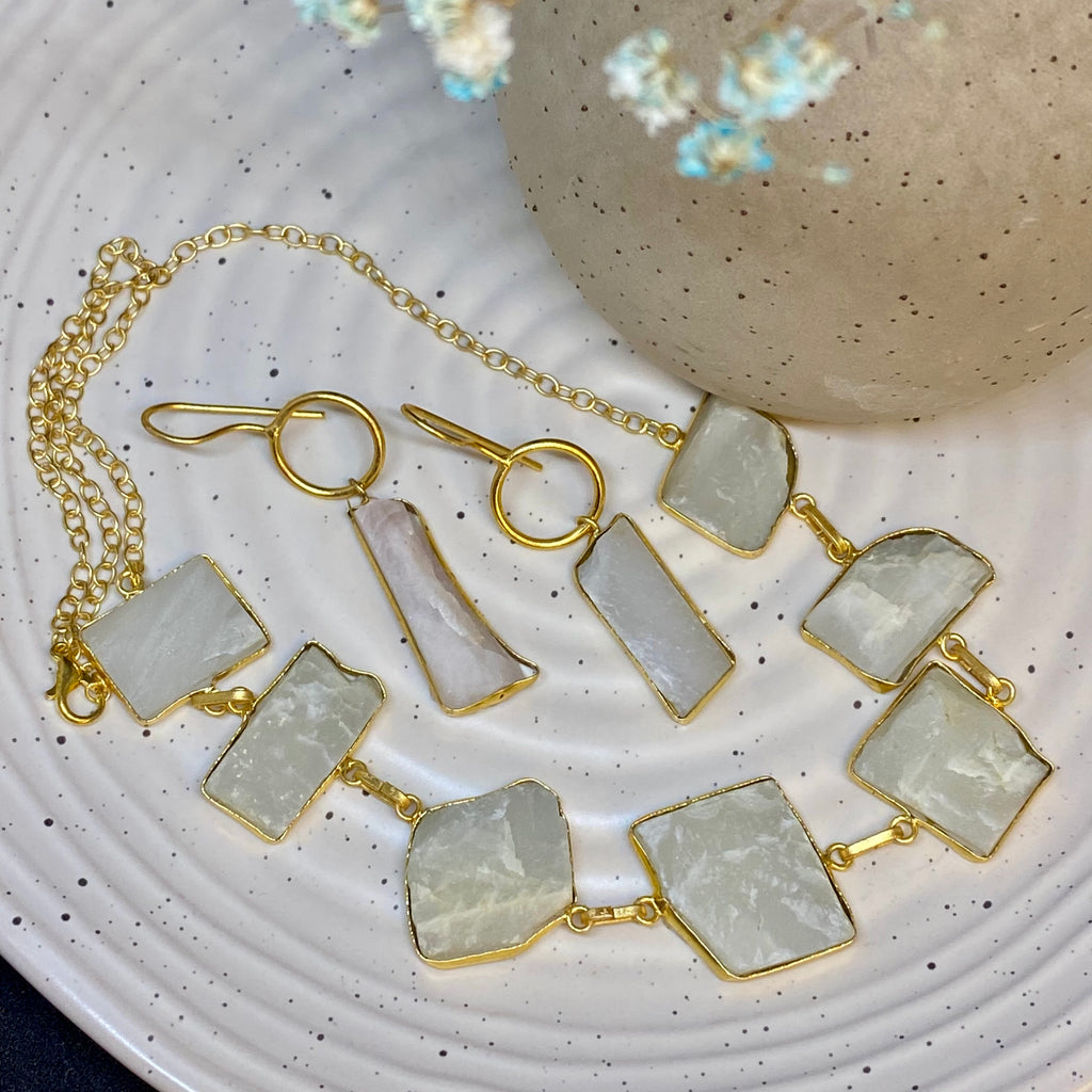 Natural Uncut Stone Necklace Set