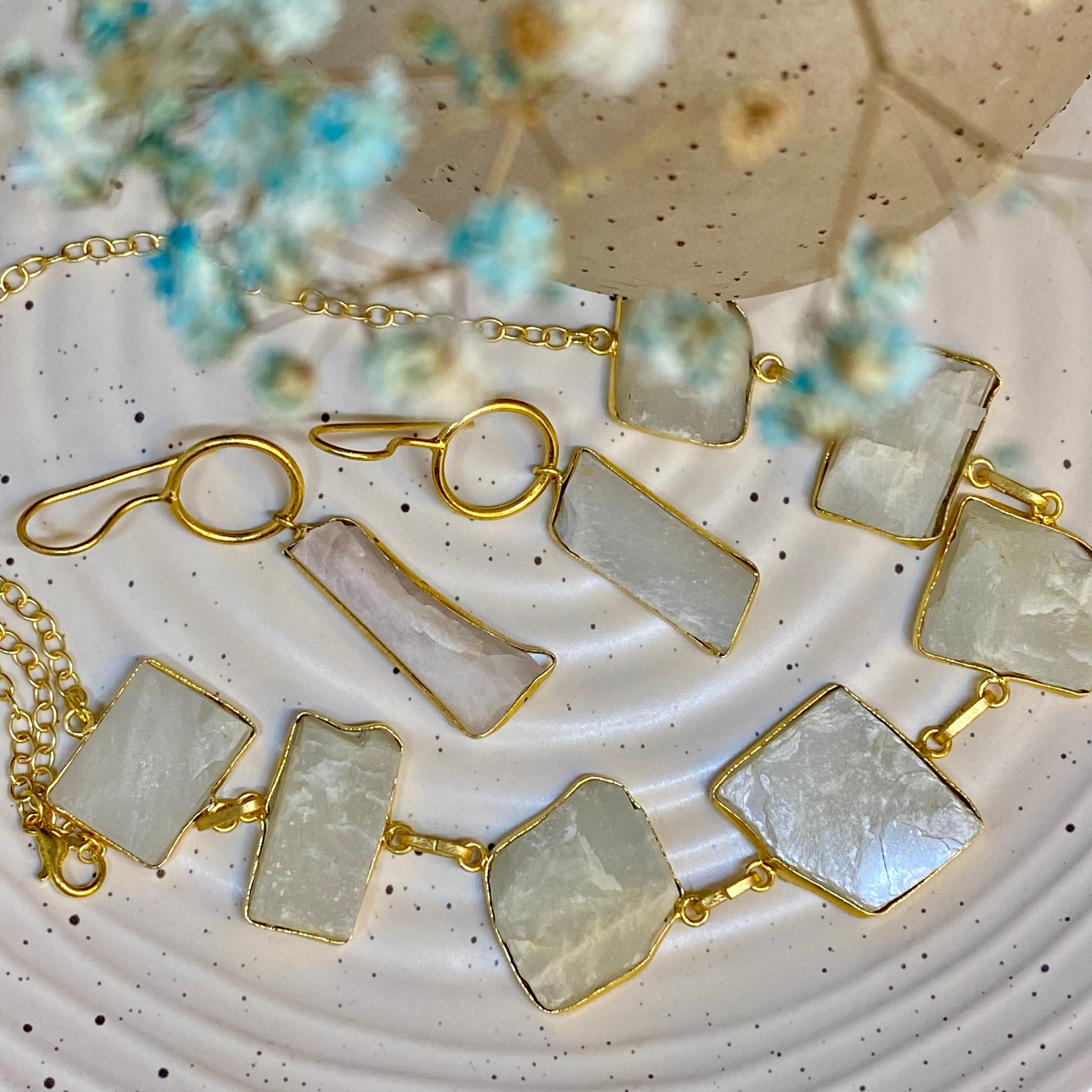 Natural Uncut Stone Necklace Set