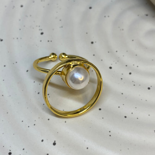 Adjustable Single Pearl Ring