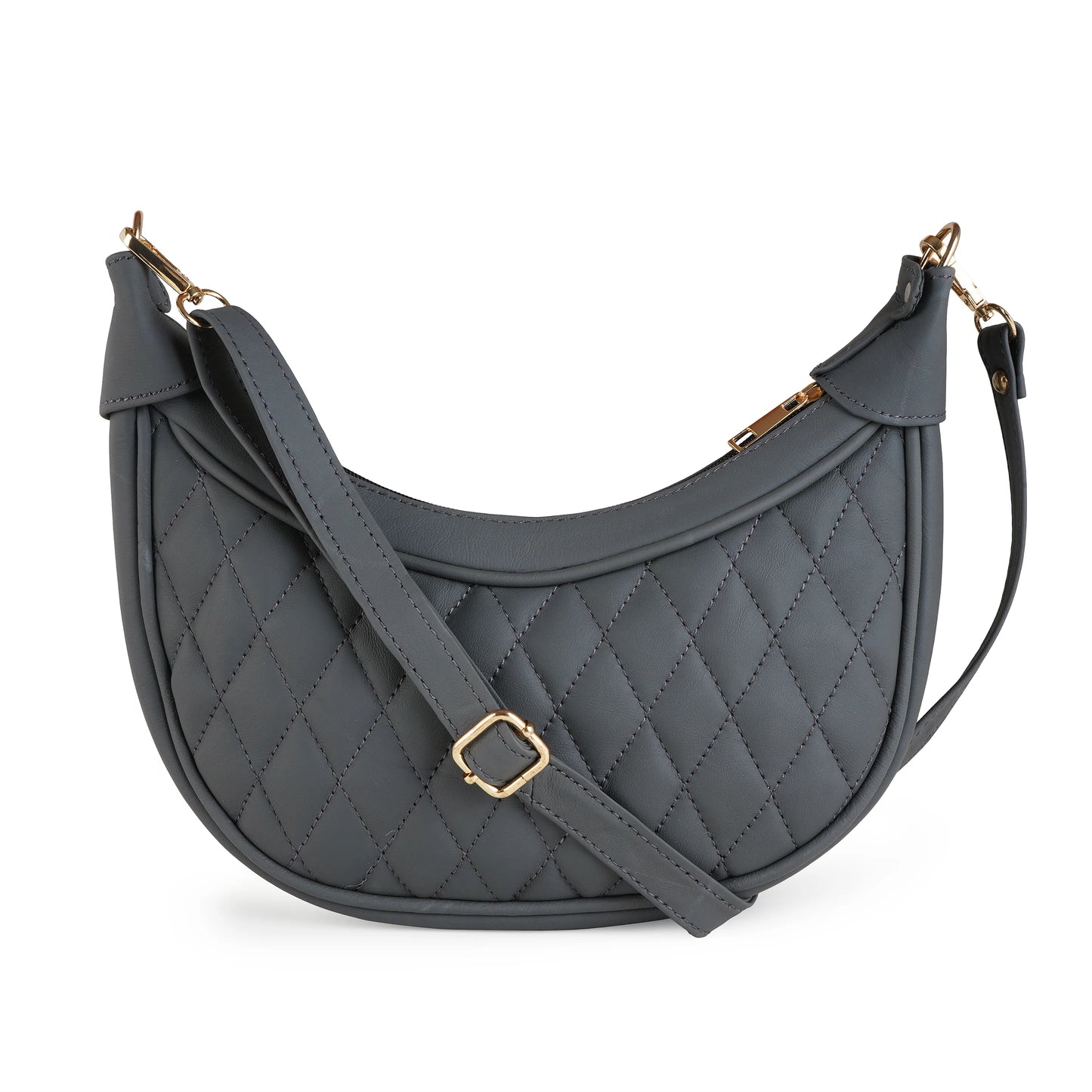 Luxury Leather Quilted Handbag/Sling Bag/Moon Bag - 02