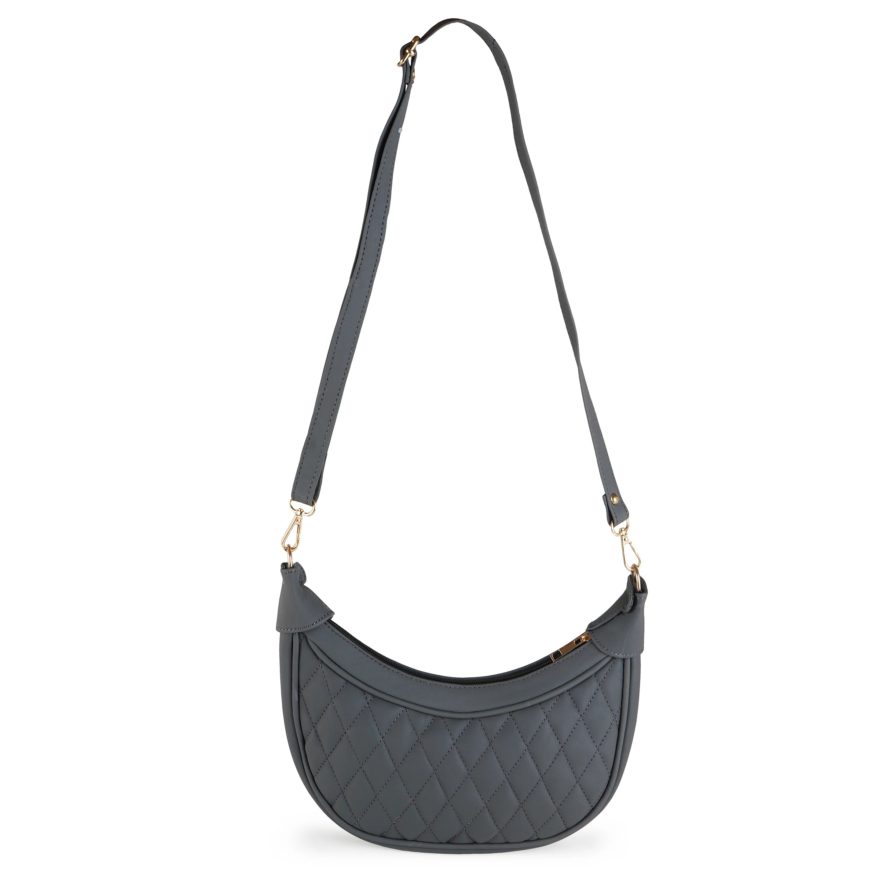 Luxury Leather Quilted Handbag/Sling Bag/Moon Bag - 02