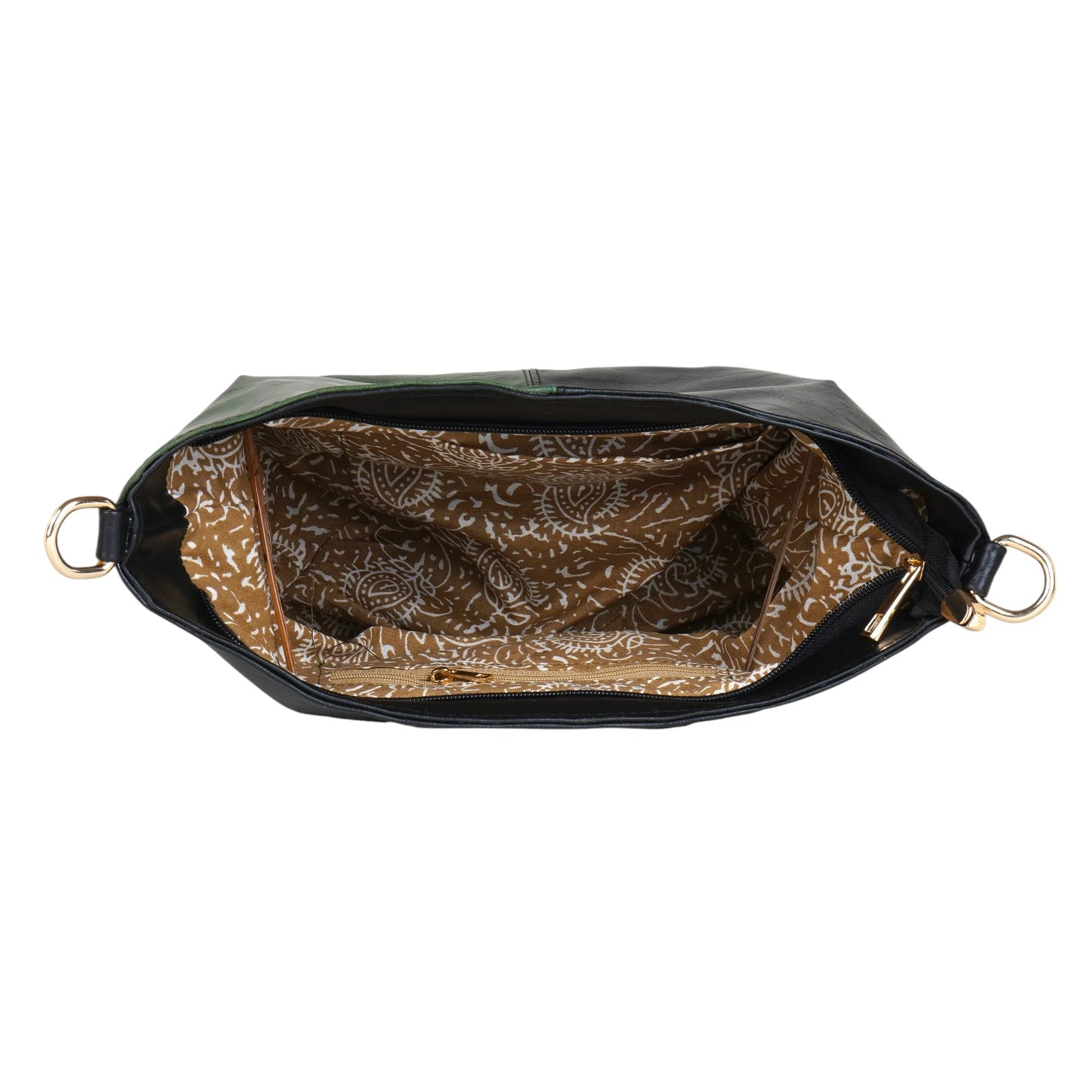 Charcoal Green Vegan Leather Crossbody Handbag along with Sling - 10