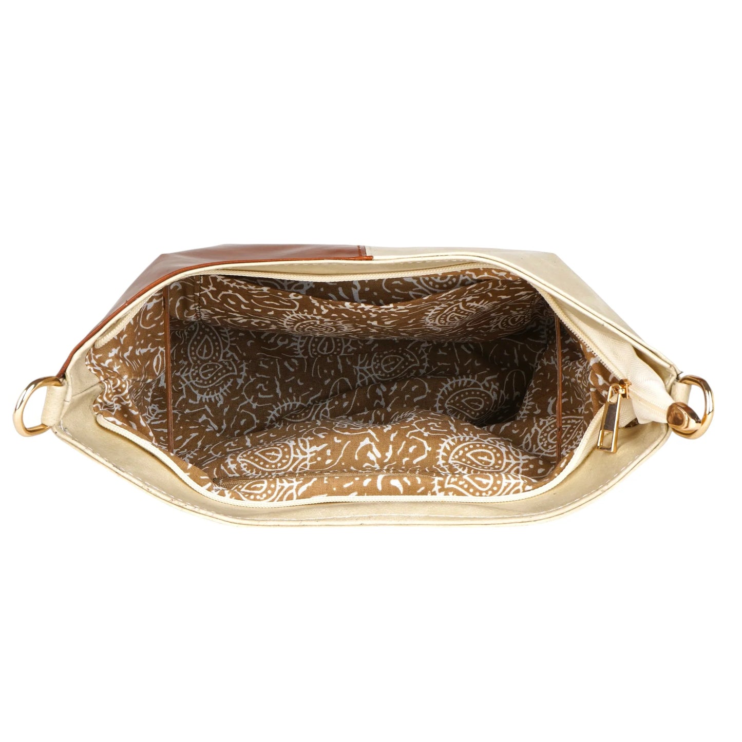 Creamy Beige Vegan Leather Crossbody Handbag along with Sling - 11