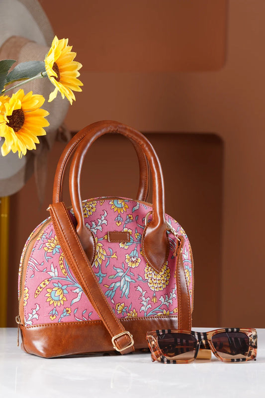 Bohemian Vegan Leather Pink Handbag along with Sling