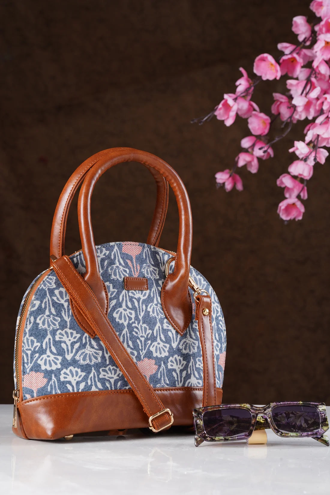 Bohemian Vegan Leather blue Handbag along with Sling - 13