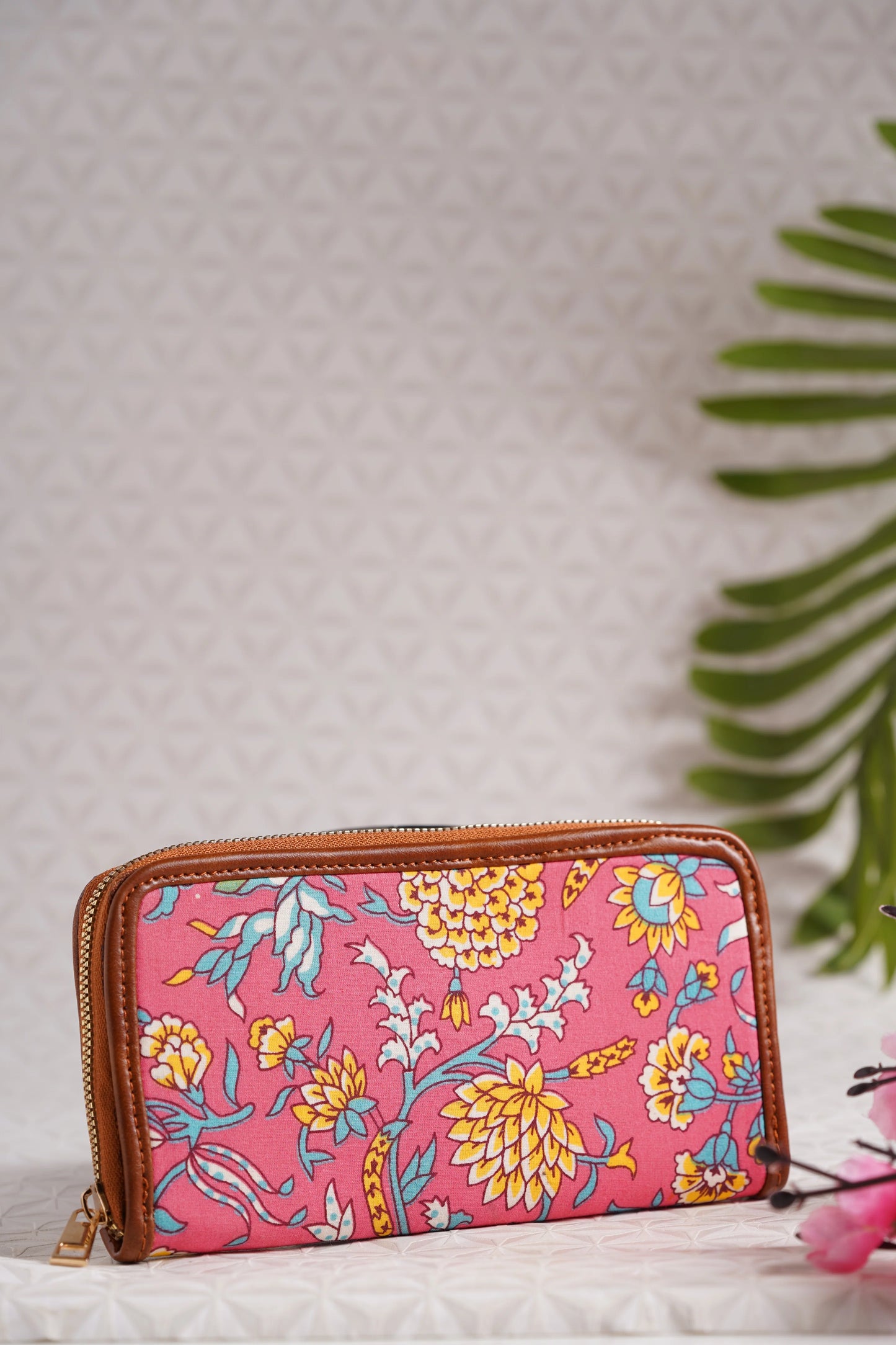 Bohemian Pink Vegan Leather Hand Clutch Wallet - 01