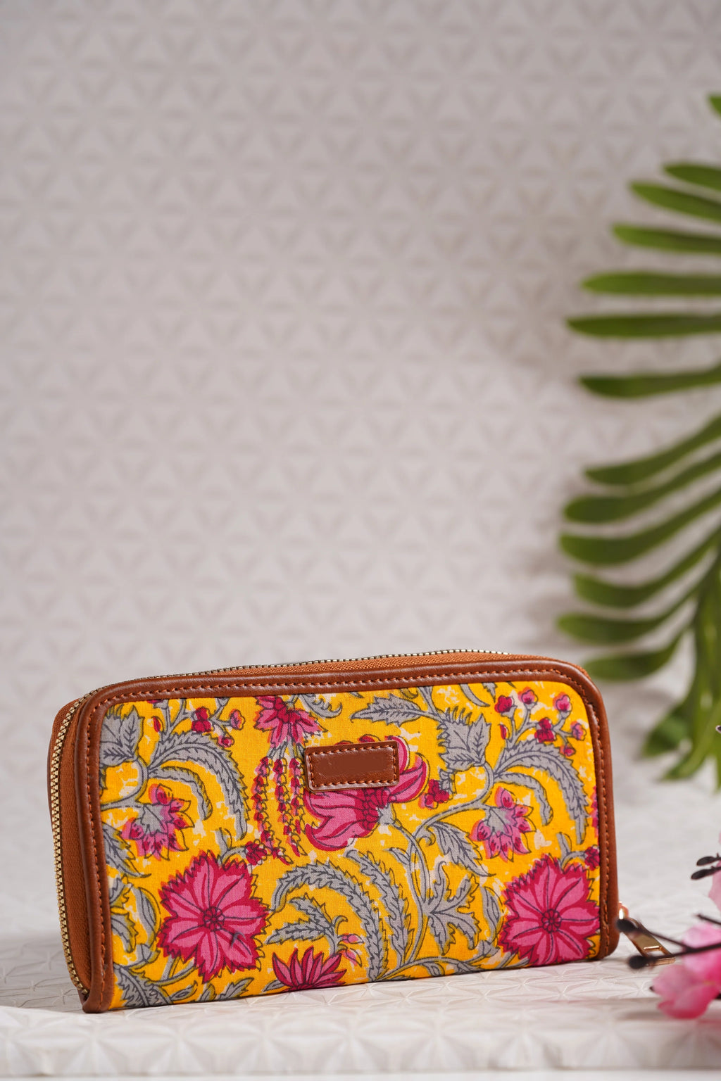 Bohemian Yellow Vegan Leather Hand Clutch Wallet - 02