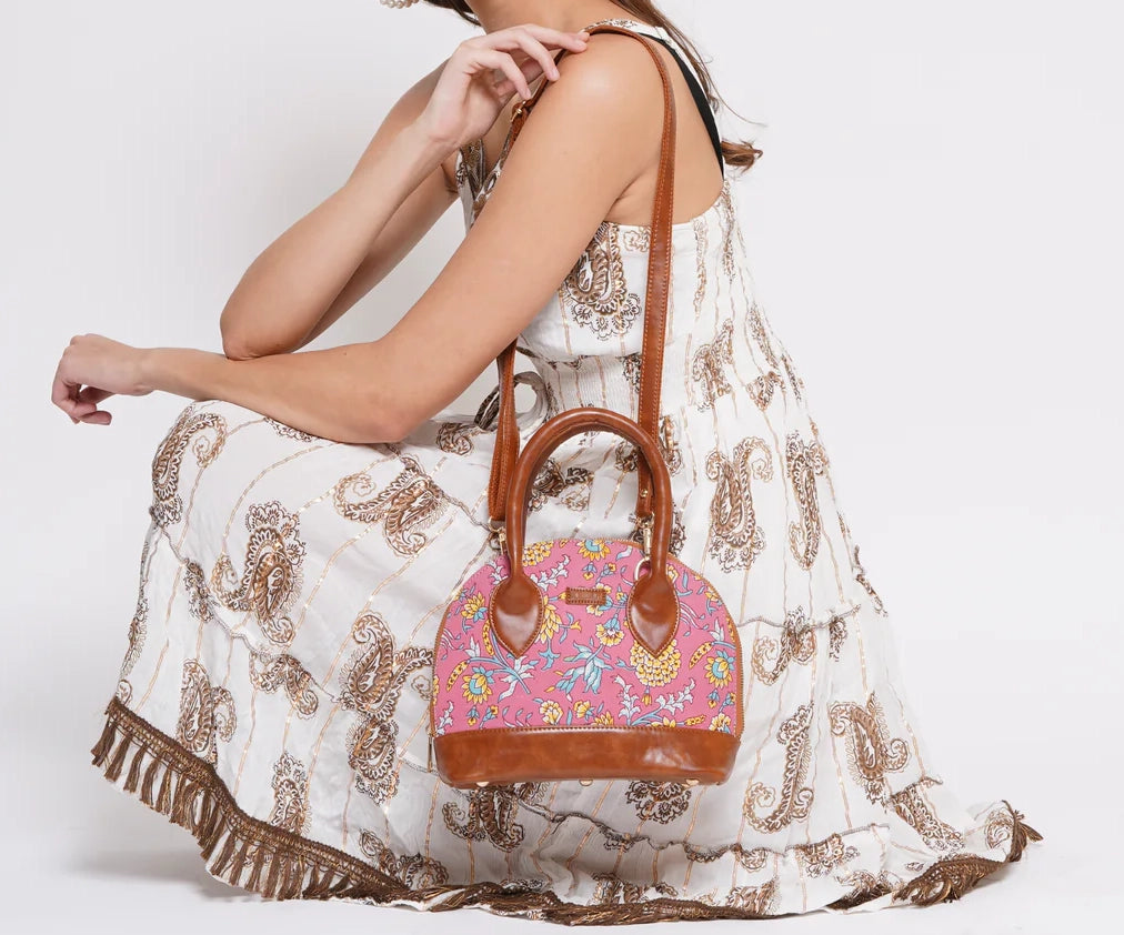 Bohemian Vegan Leather Pink Handbag along with Sling