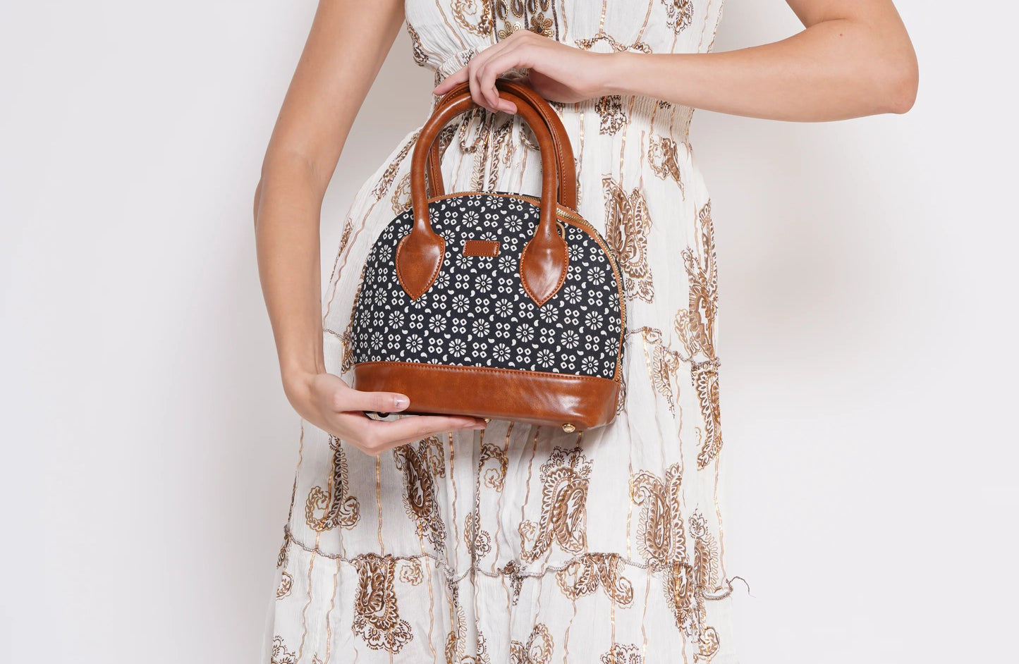 Bohemian Vegan Leather Black Handbag along with Sling - 15