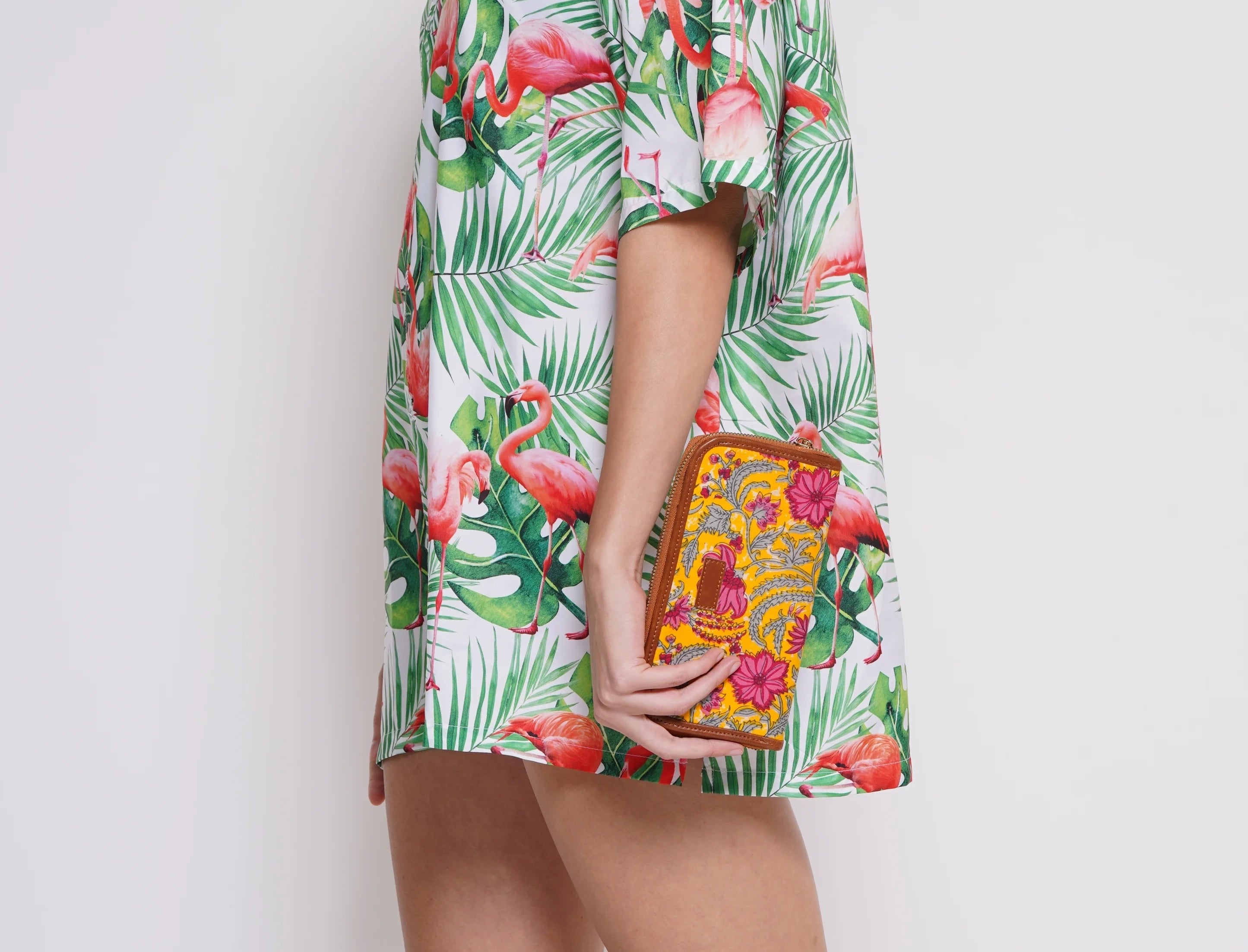 Bohemian Yellow Vegan Leather Hand Clutch Wallet - 02