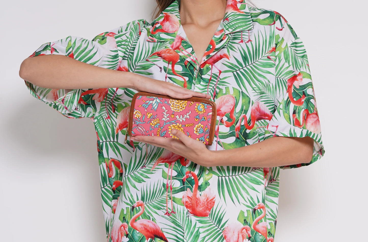 Bohemian Pink Vegan Leather Hand Clutch Wallet - 01