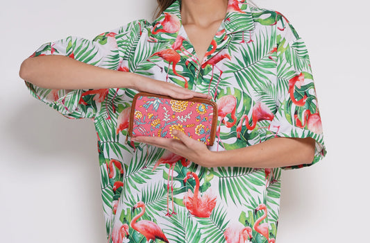 Bohemian Pink Vegan Leather Hand Clutch Wallet - 01