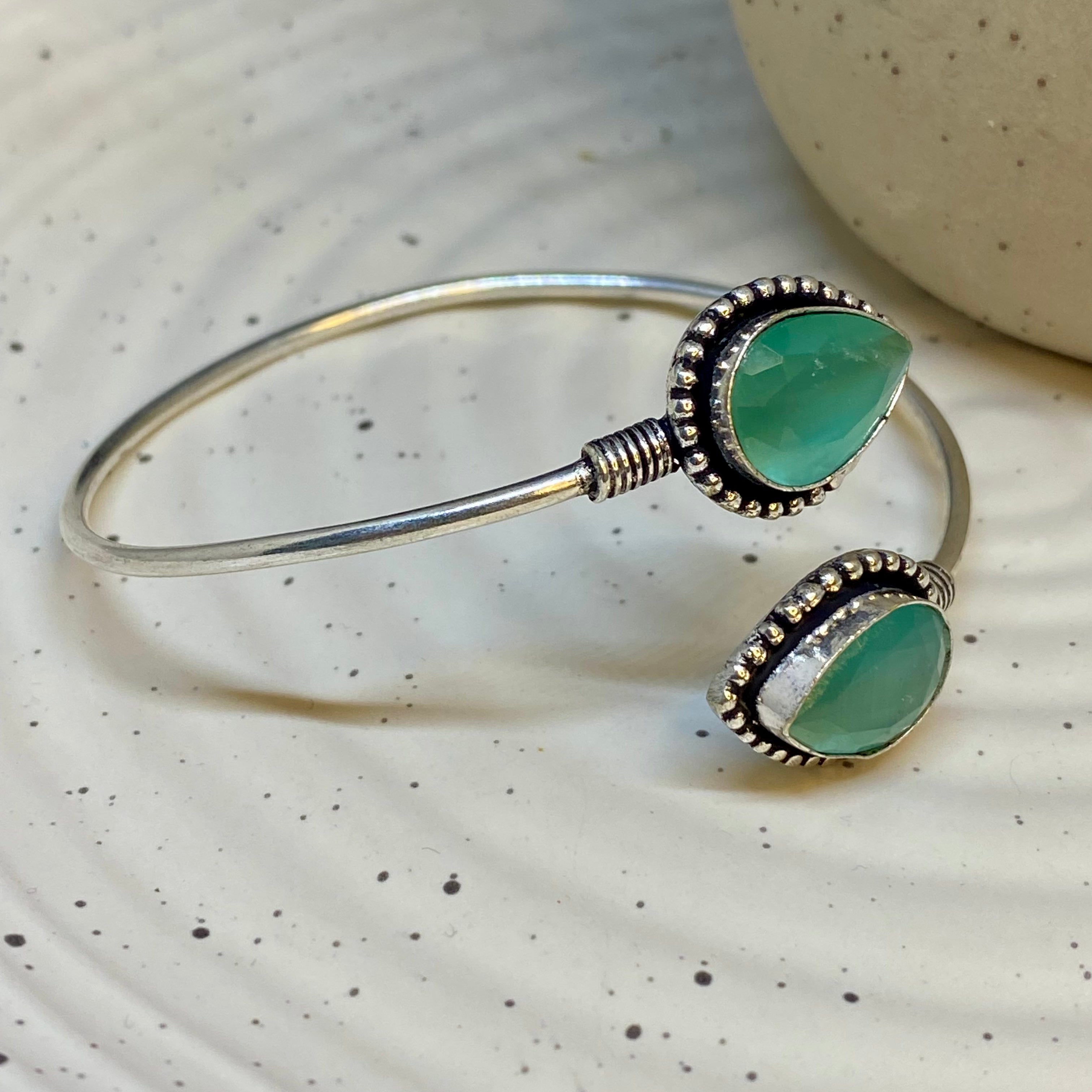 Oxidized Monalisa Stone Cuff