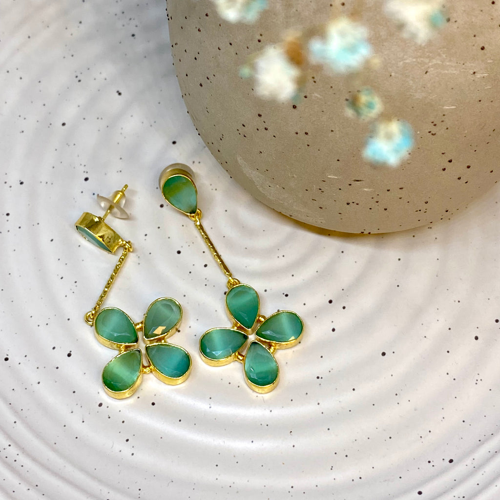 Moisanite Flower Dangling Earring