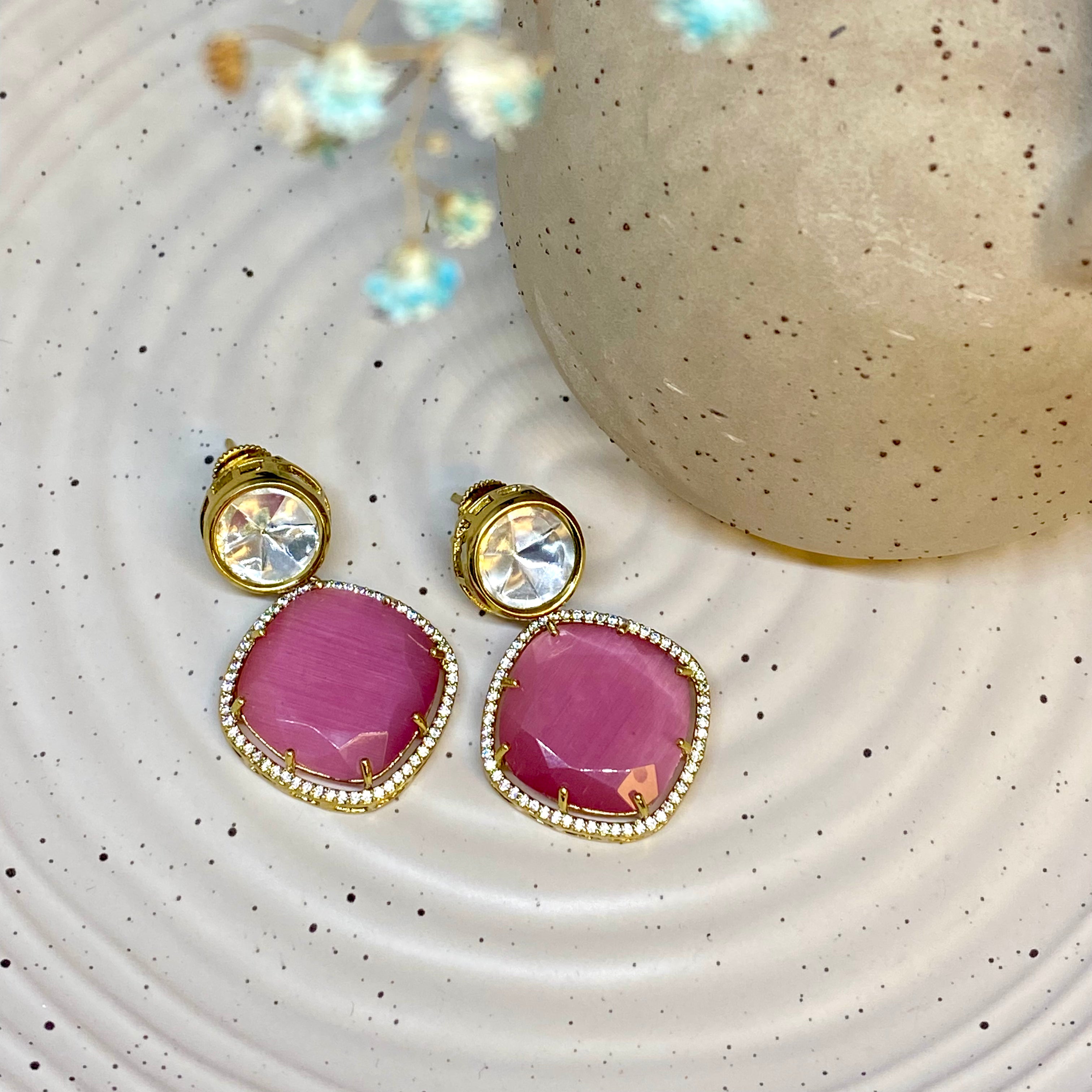 Pink Moisanite Earring
