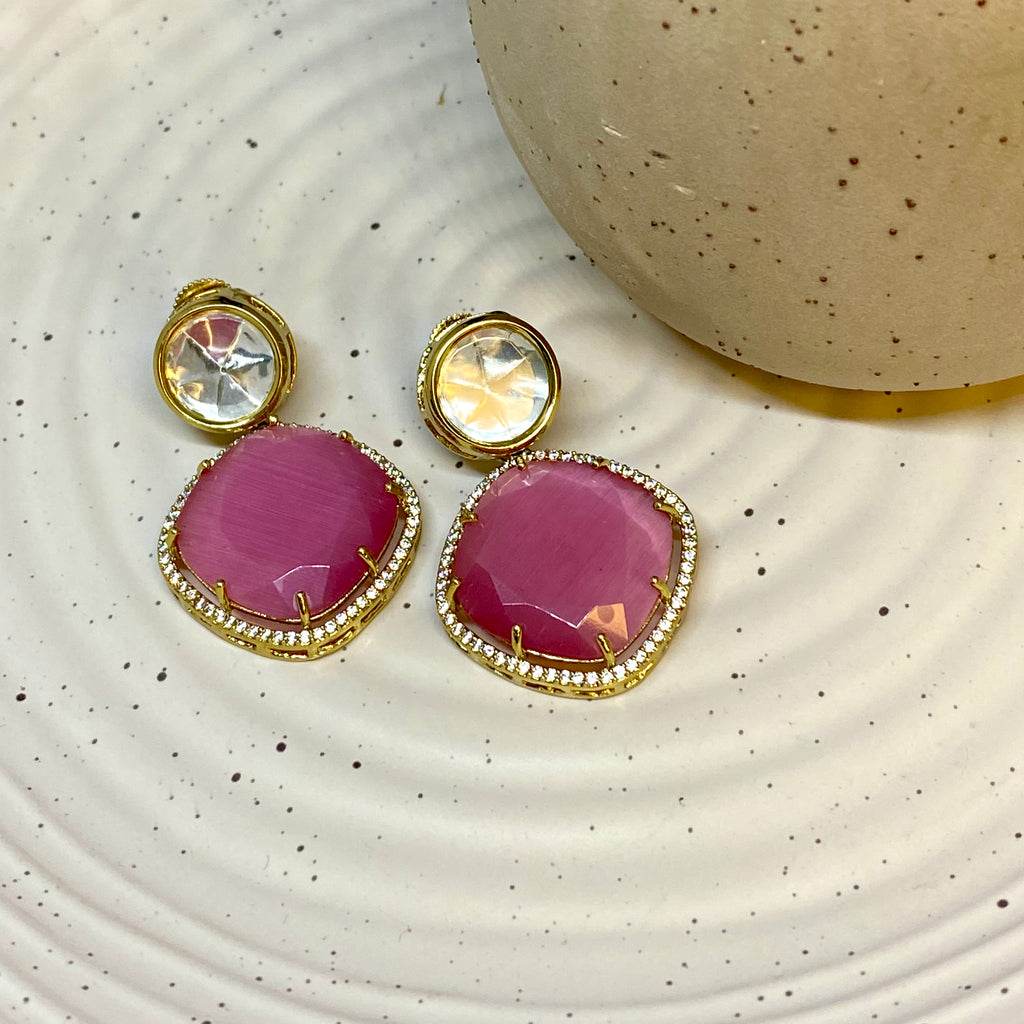 Pink Moisanite Earring