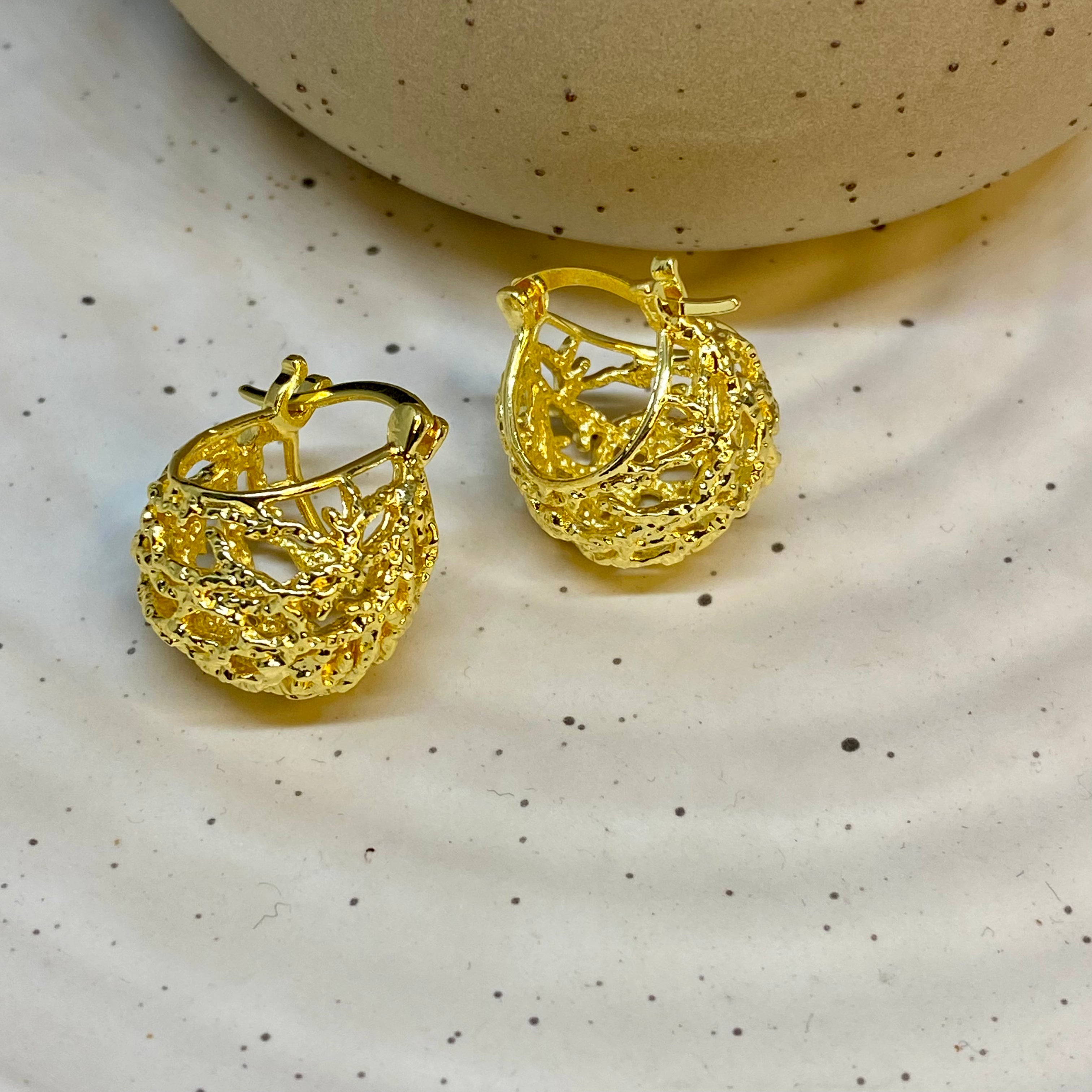 Gold Basket Earring