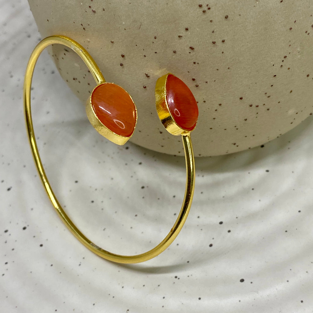 Cuff Bangle Bracelet - Carnelian