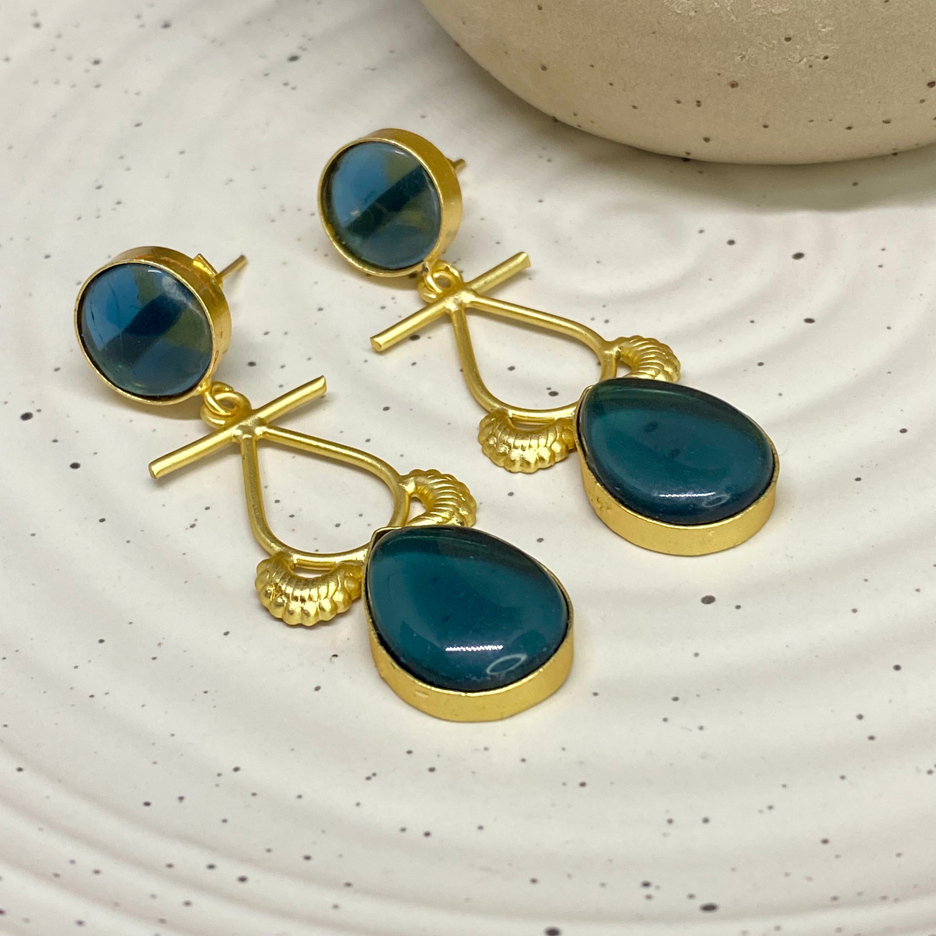 Drop Dangle Earring - Blue Gemstone