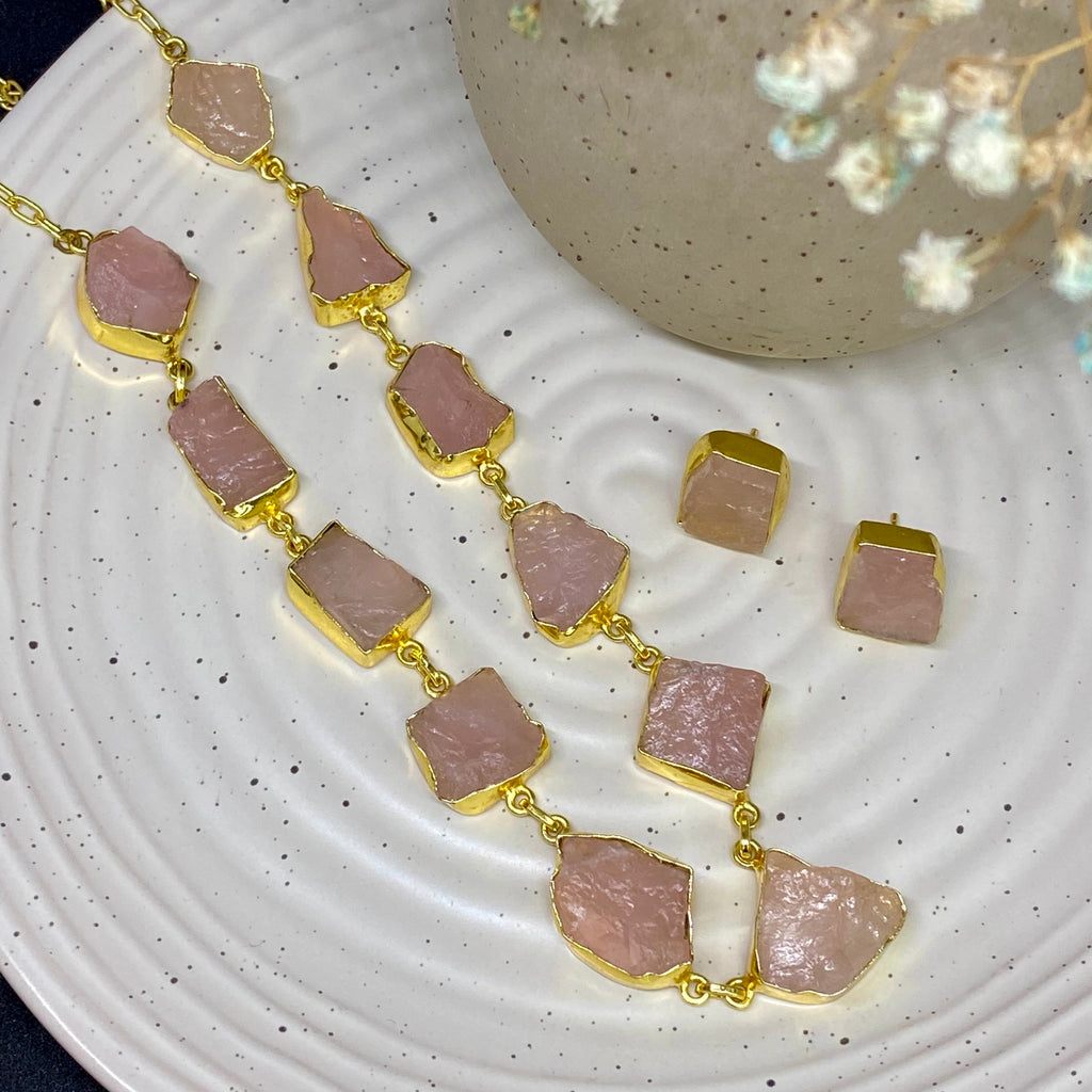 Rose Quartz Necklace Set