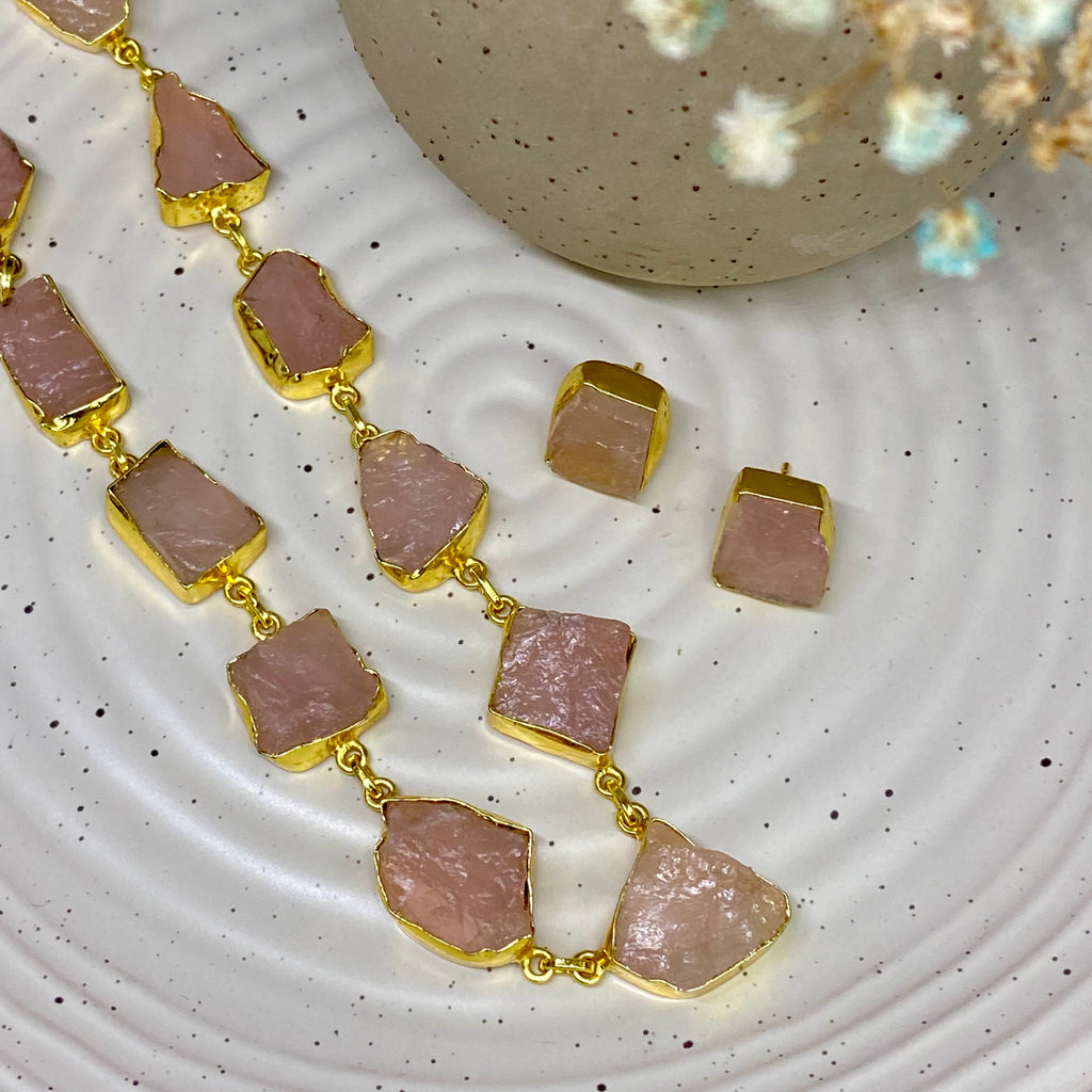 Rose Quartz Necklace Set