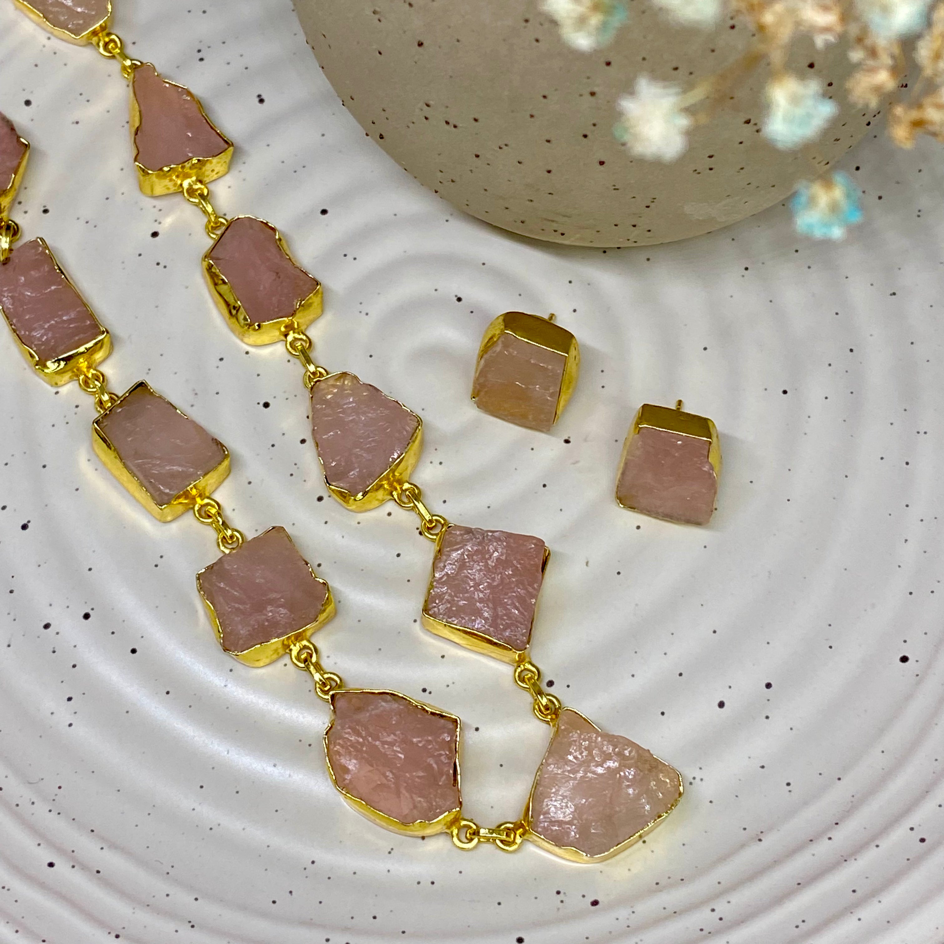Rose Quartz Necklace Set