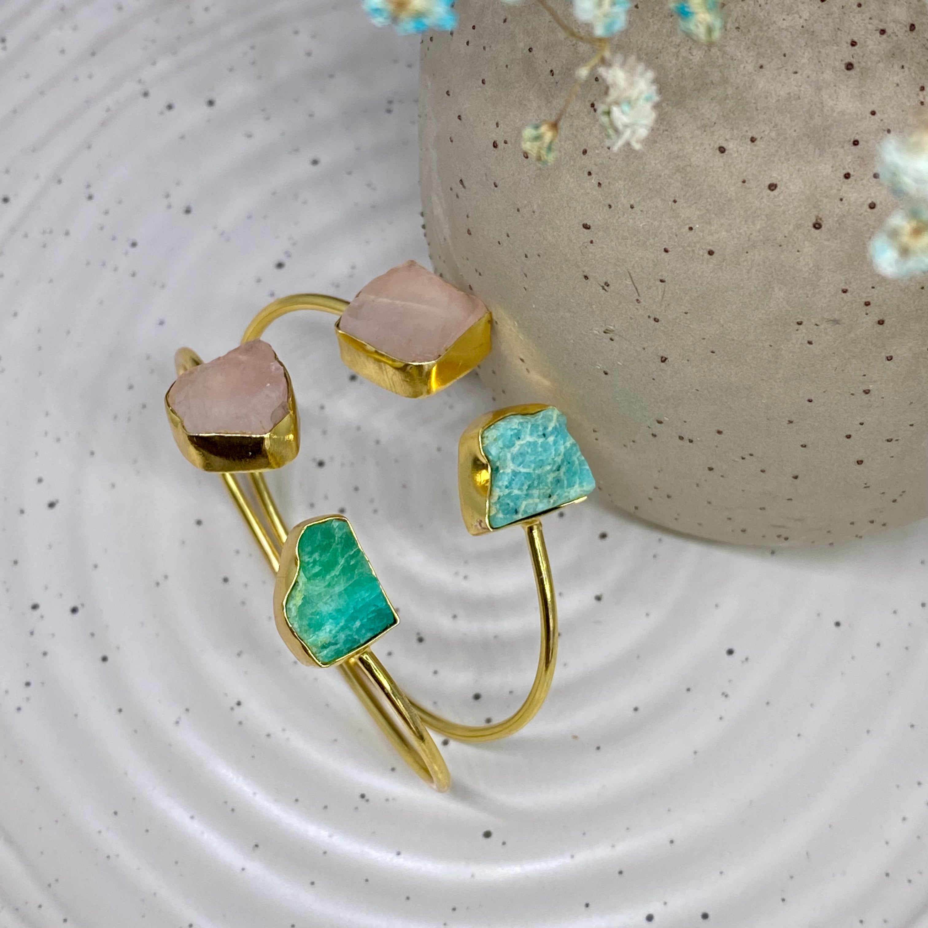 Raw Stone Cuff Bracelet