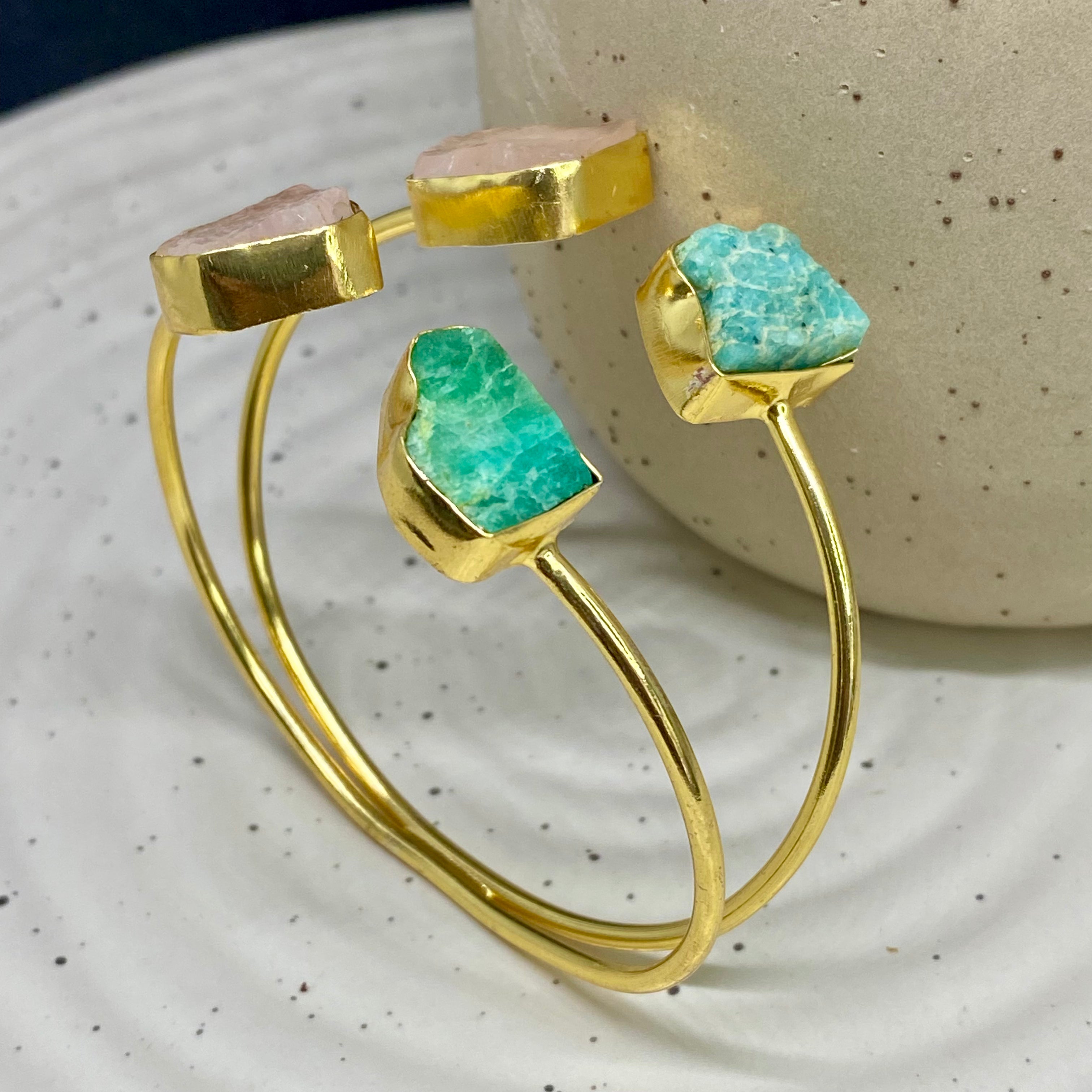 Raw Stone Cuff Bracelet