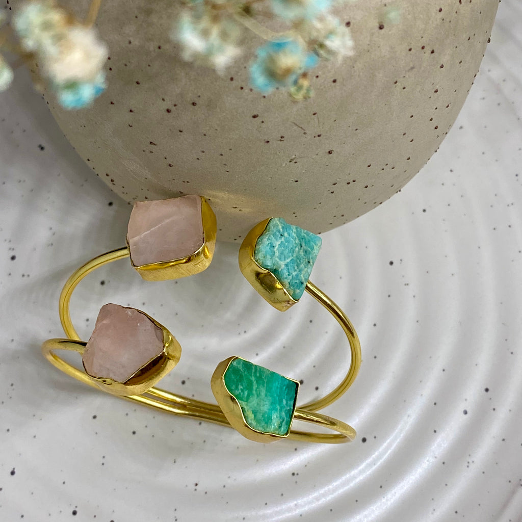 Raw Stone Cuff Bracelet