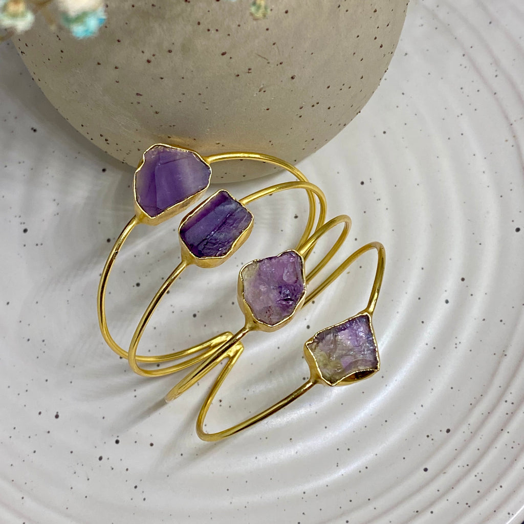 Raw Amethyst Gemstone Cuff