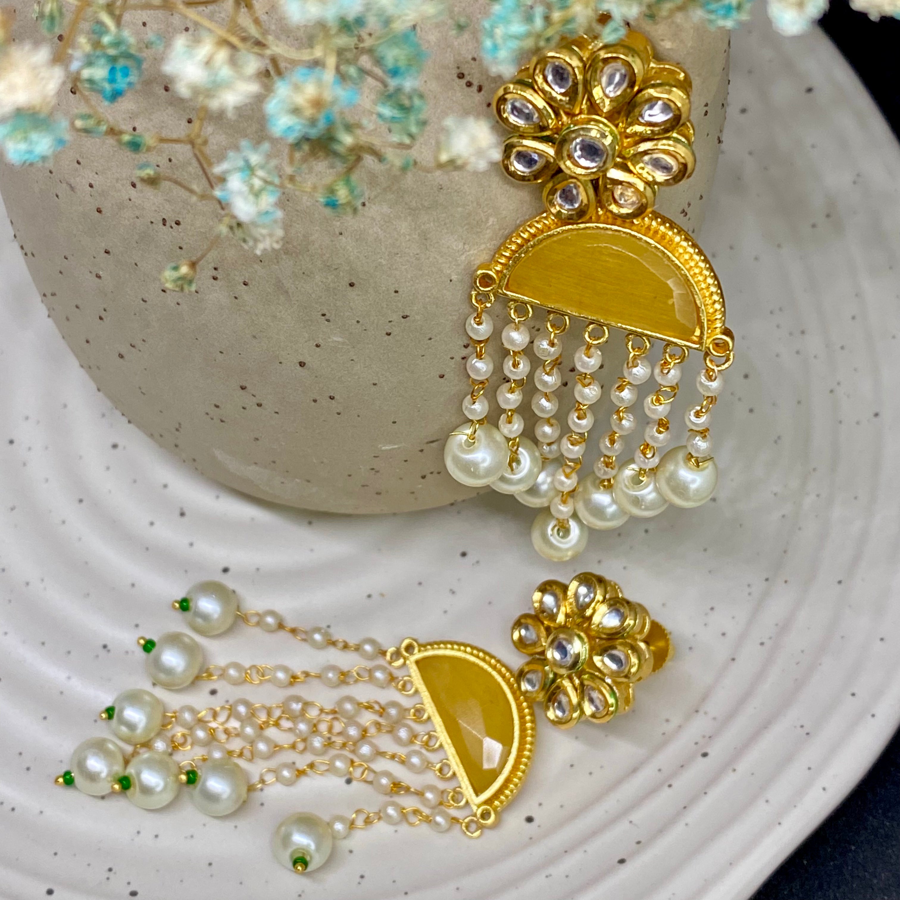 Kundan Pearl Drop Earring
