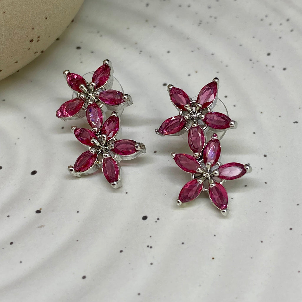 Floral American Diamond Necklace Set
