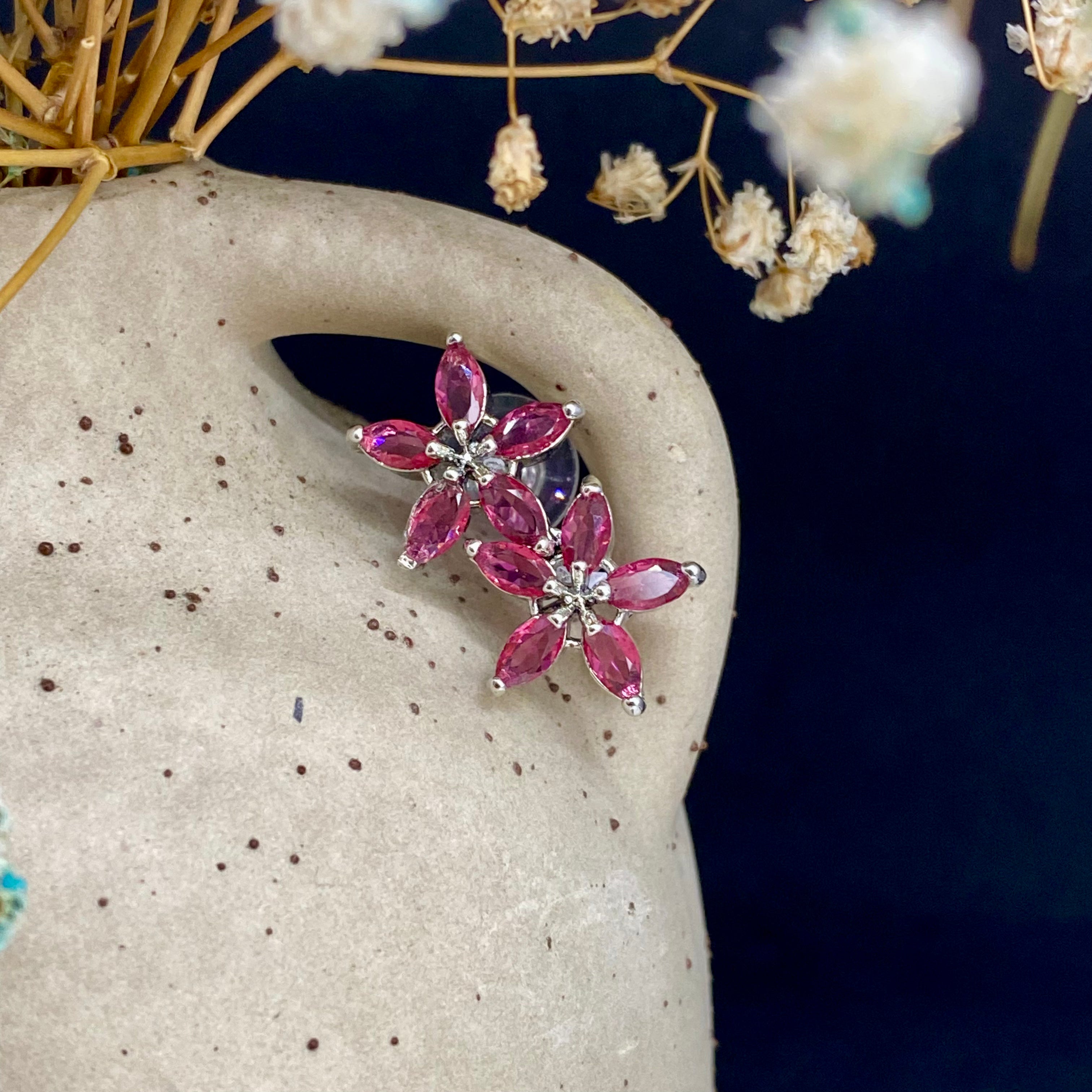Floral American Diamond Necklace Set