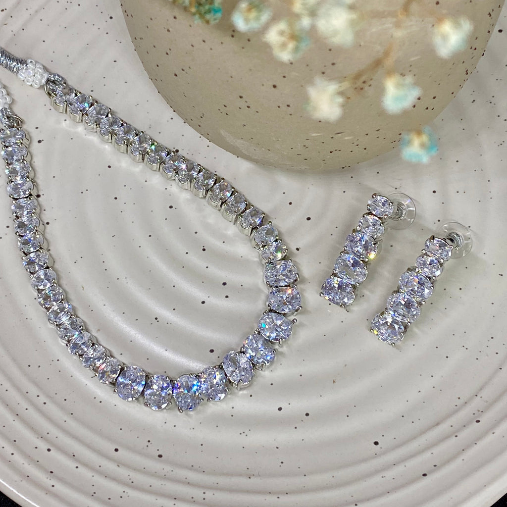Cubic Zirconia Stone Necklace Set