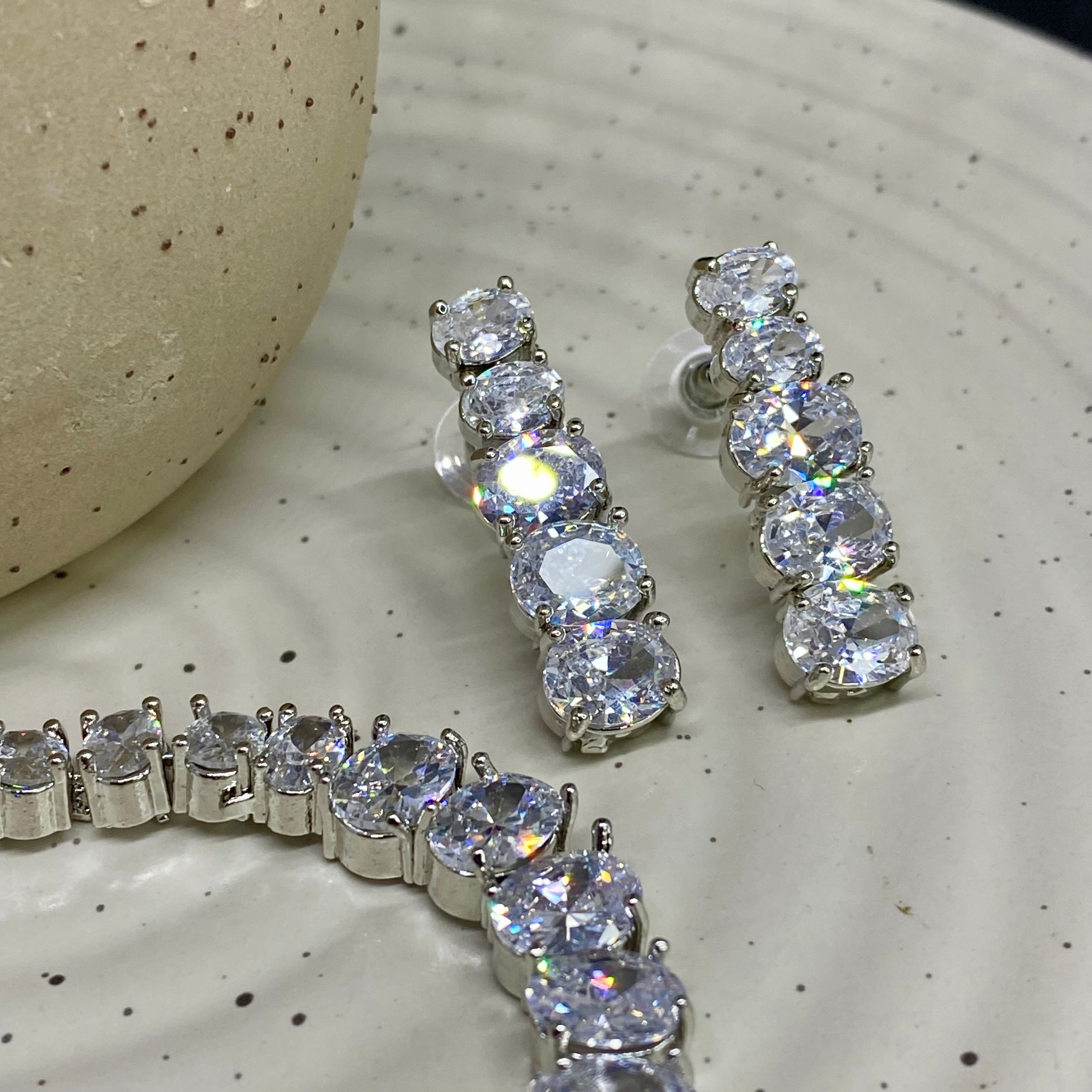 Cubic Zirconia Stone Necklace Set
