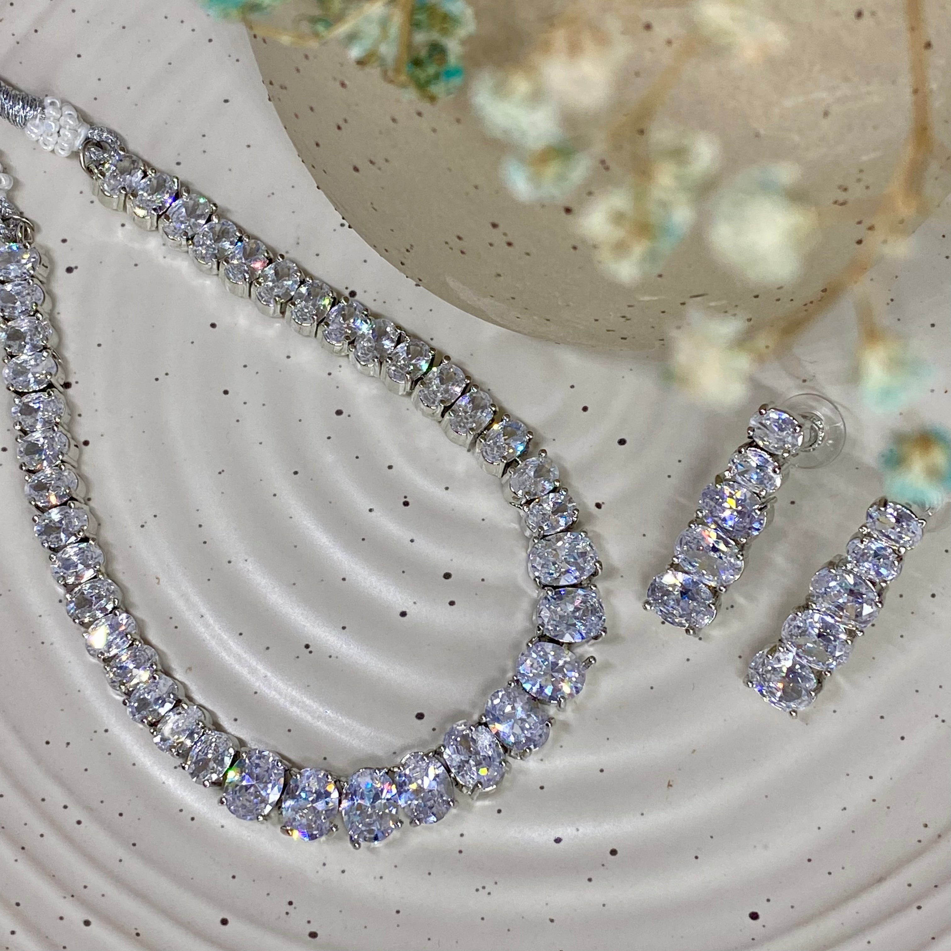 Cubic Zirconia Stone Necklace Set