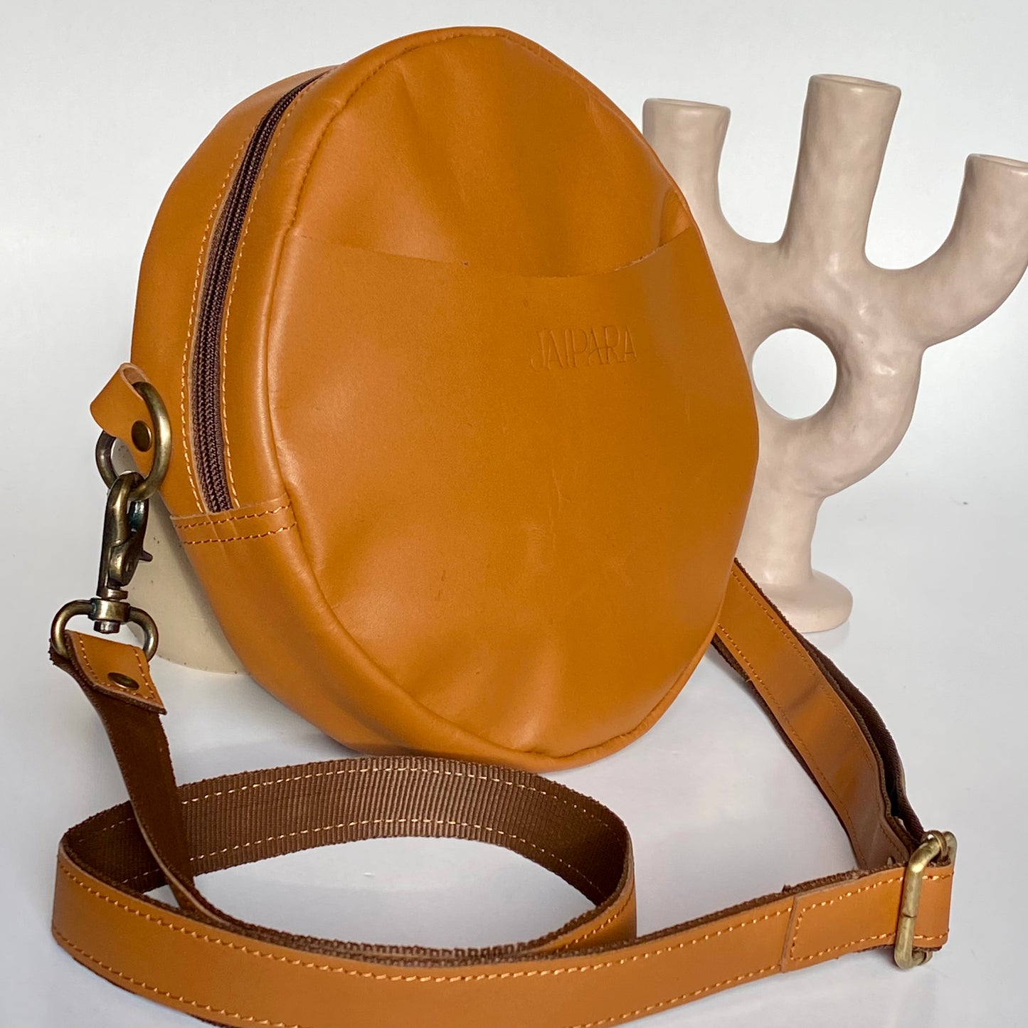 Round Leather Sling Bag - 05