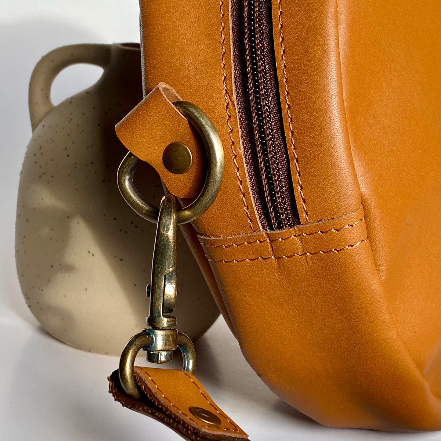 Round Leather Sling Bag - 05