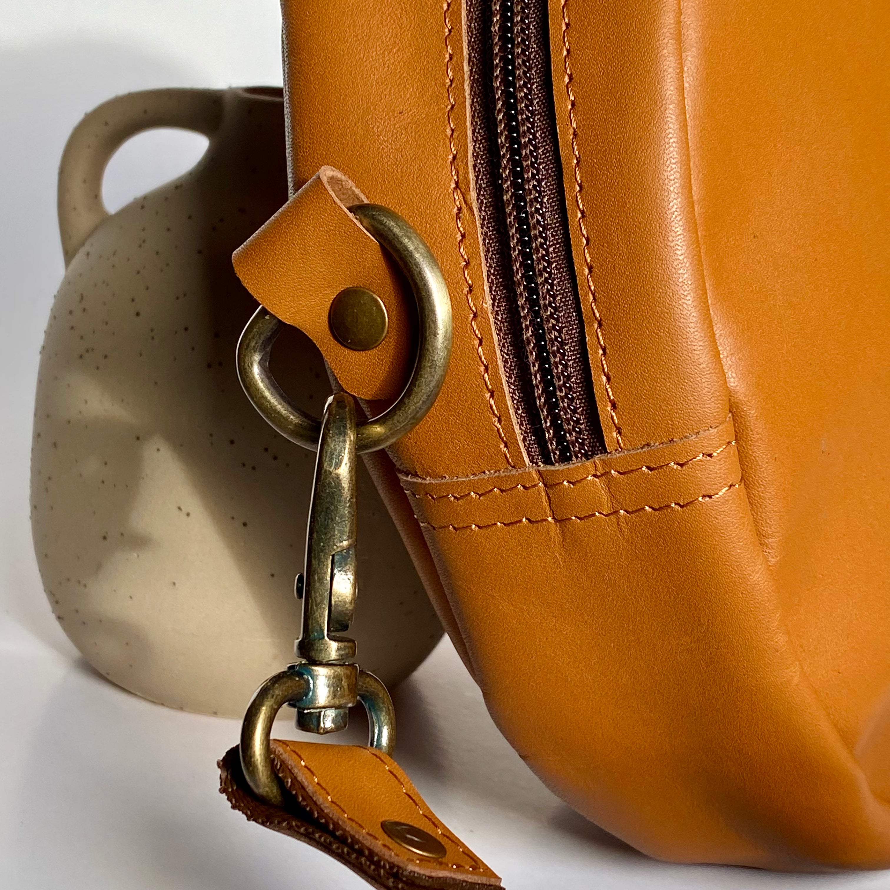 Round Leather Sling Bag - 05