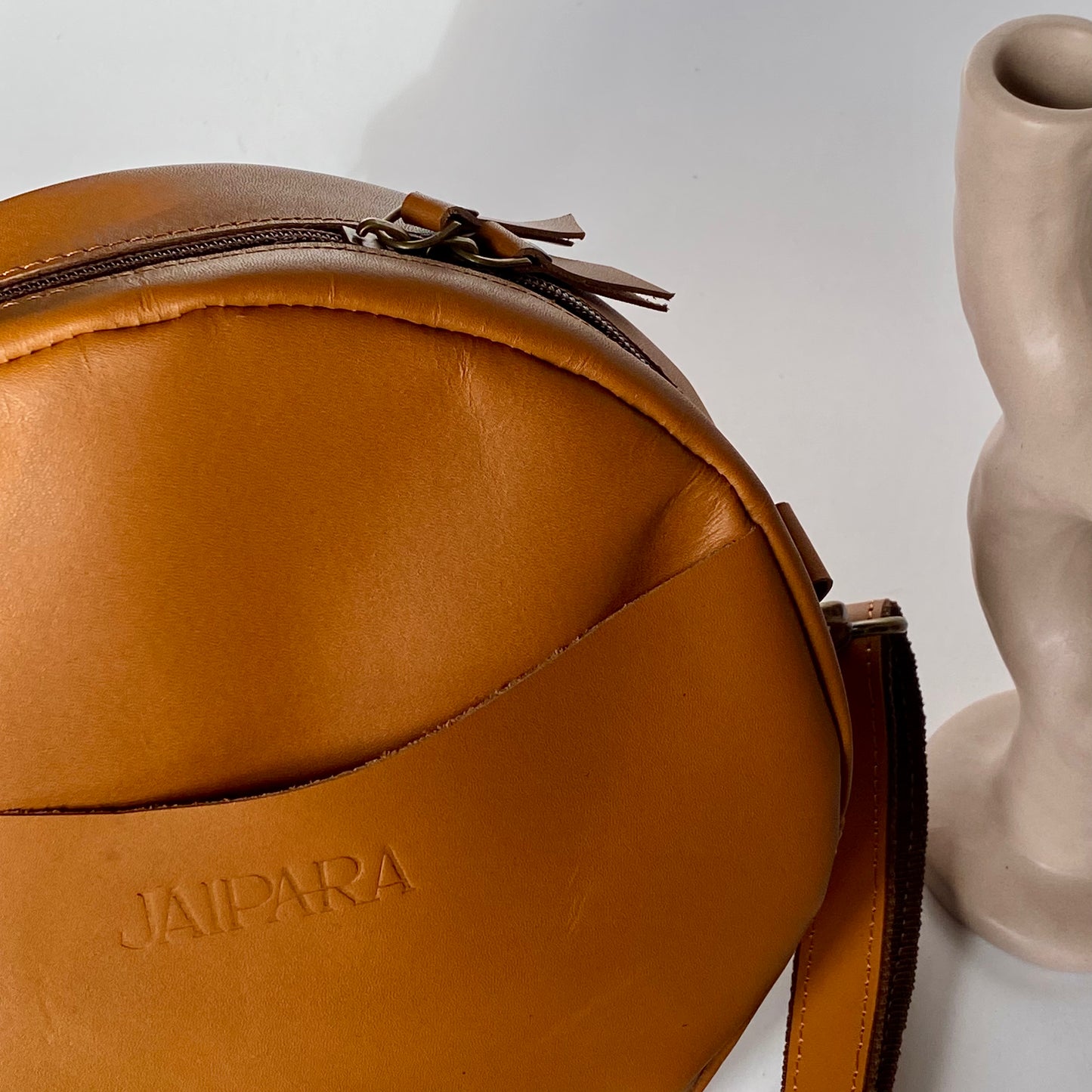 Round Leather Sling Bag - 05